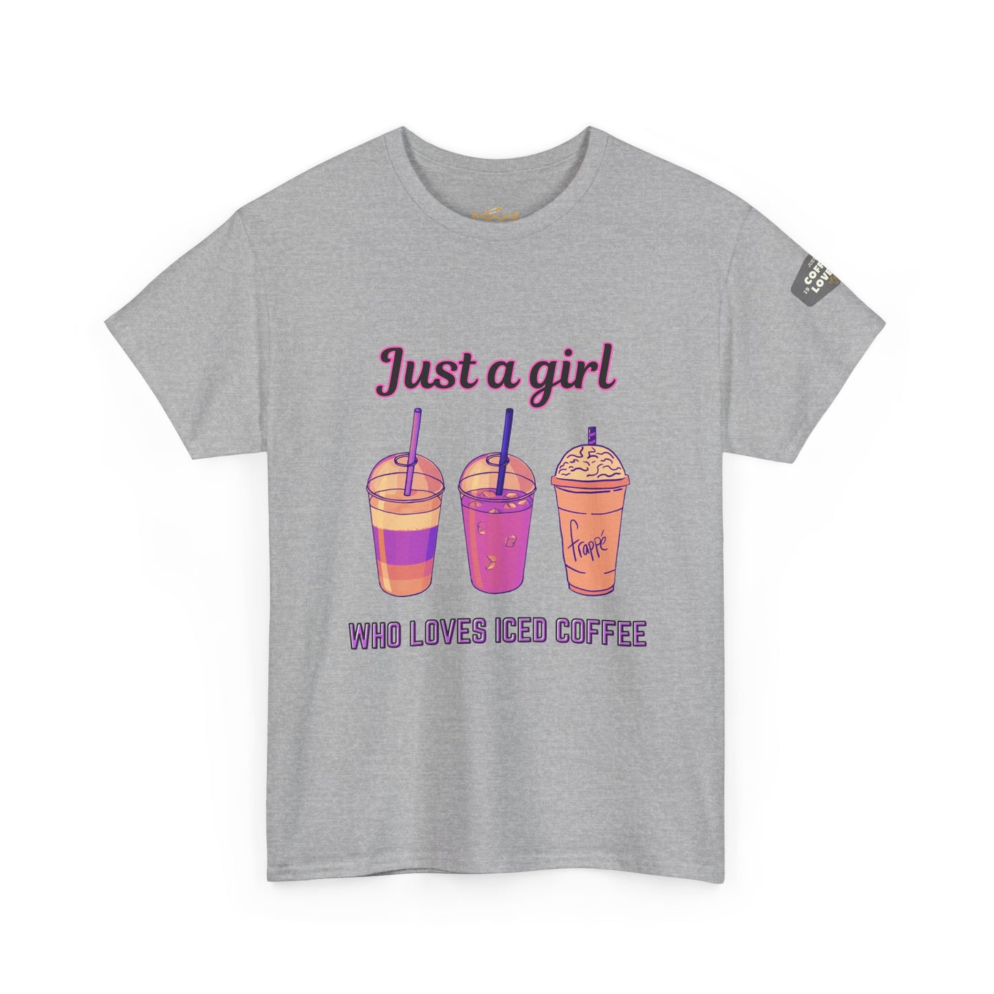 Coffee Lover Cotton Tee - Just a Girl Who Loves Iced Coffee