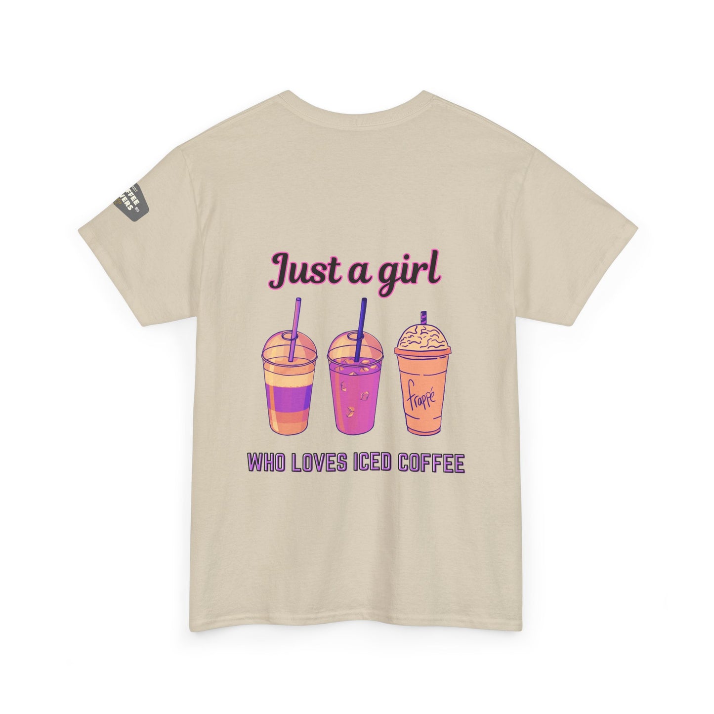 Coffee Lover Cotton Tee - Just a Girl Who Loves Iced Coffee