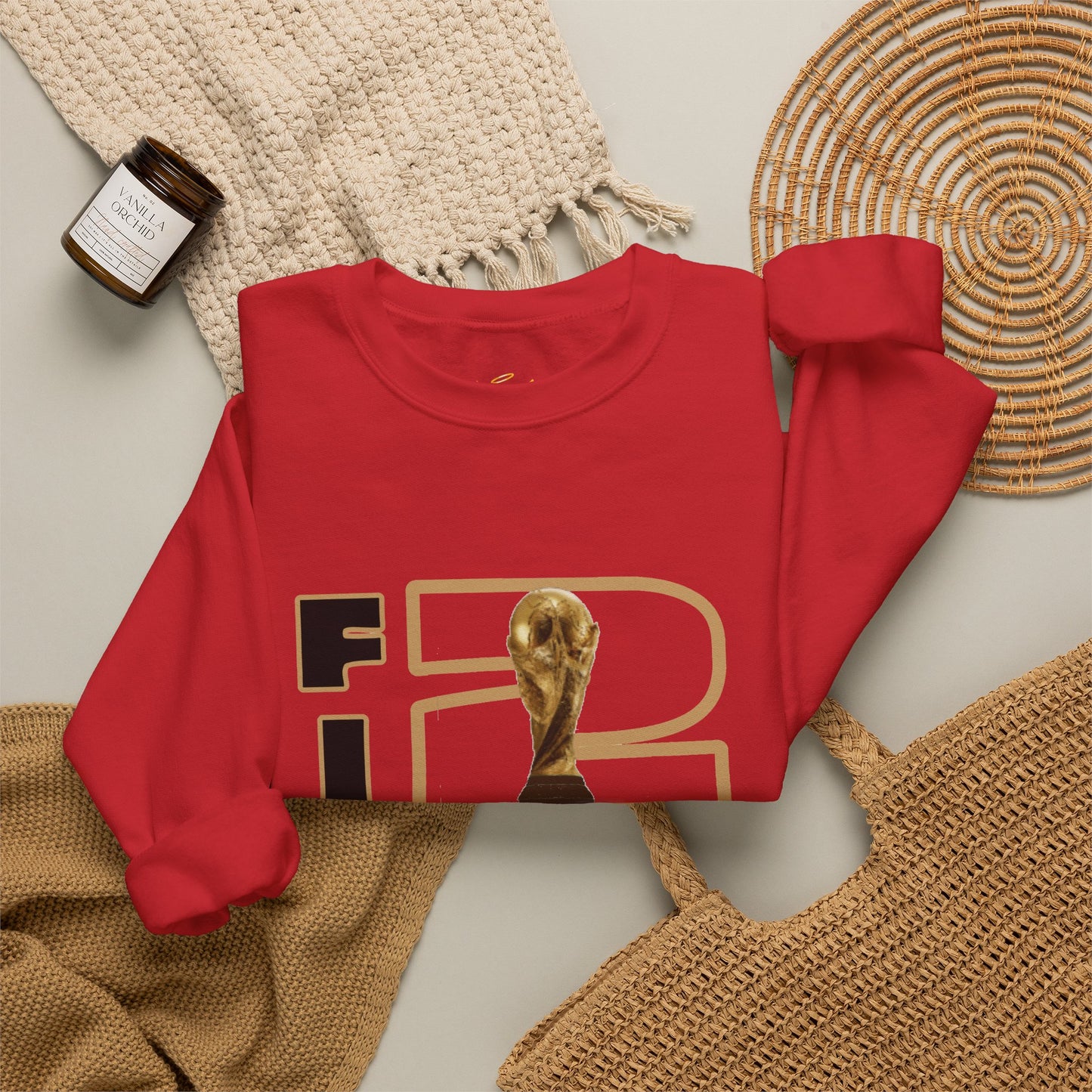 FIFA World Cup 2026 Crewneck Sweatshirt — Gold Trophy & Soccer Ball Design