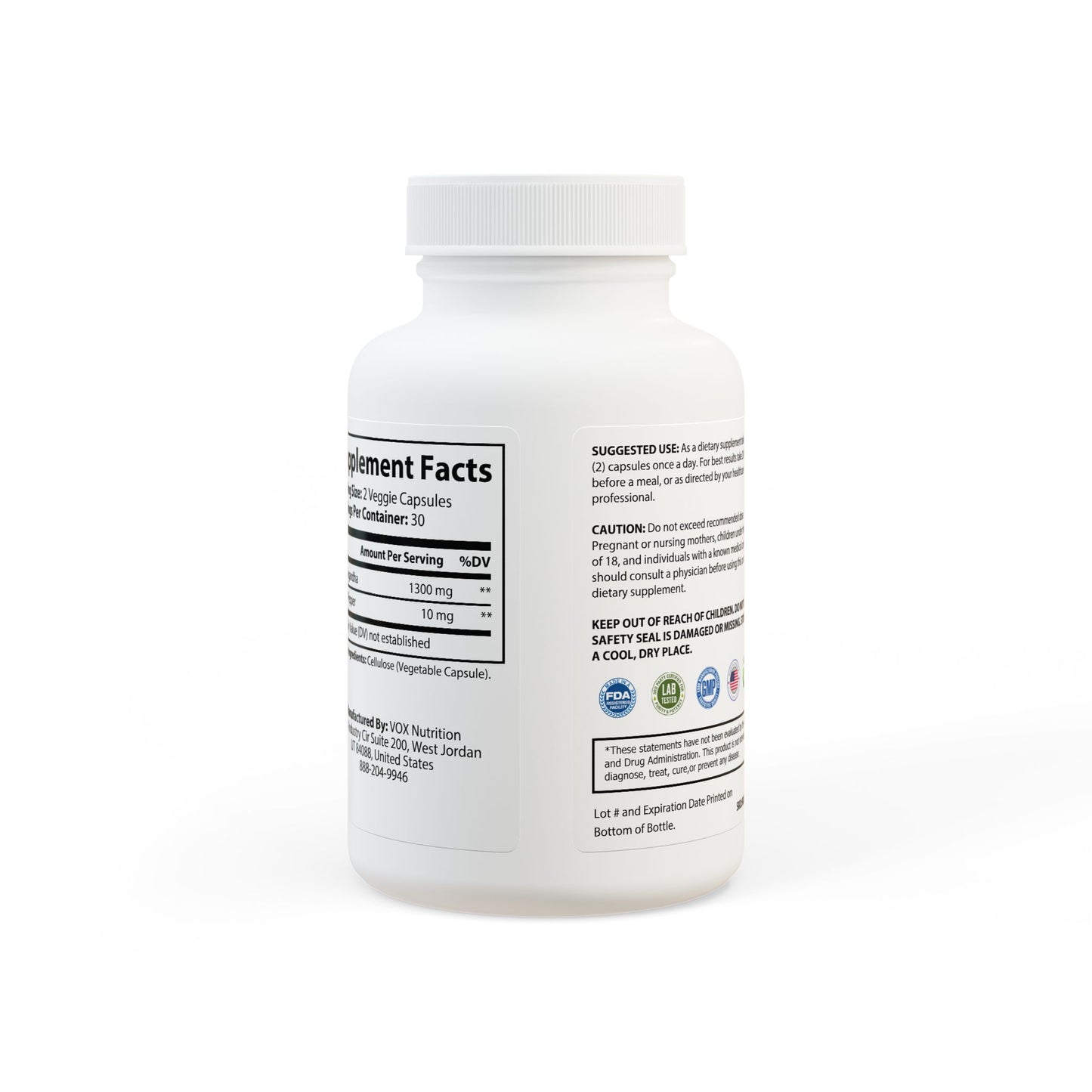 Ashwagandha and Black Pepper Health Supplement (60 capsules)