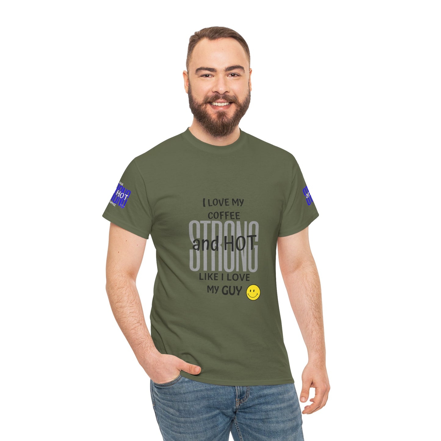 Coffee Lover Heavy Cotton Tee - I Love My Coffee Strong and Hot