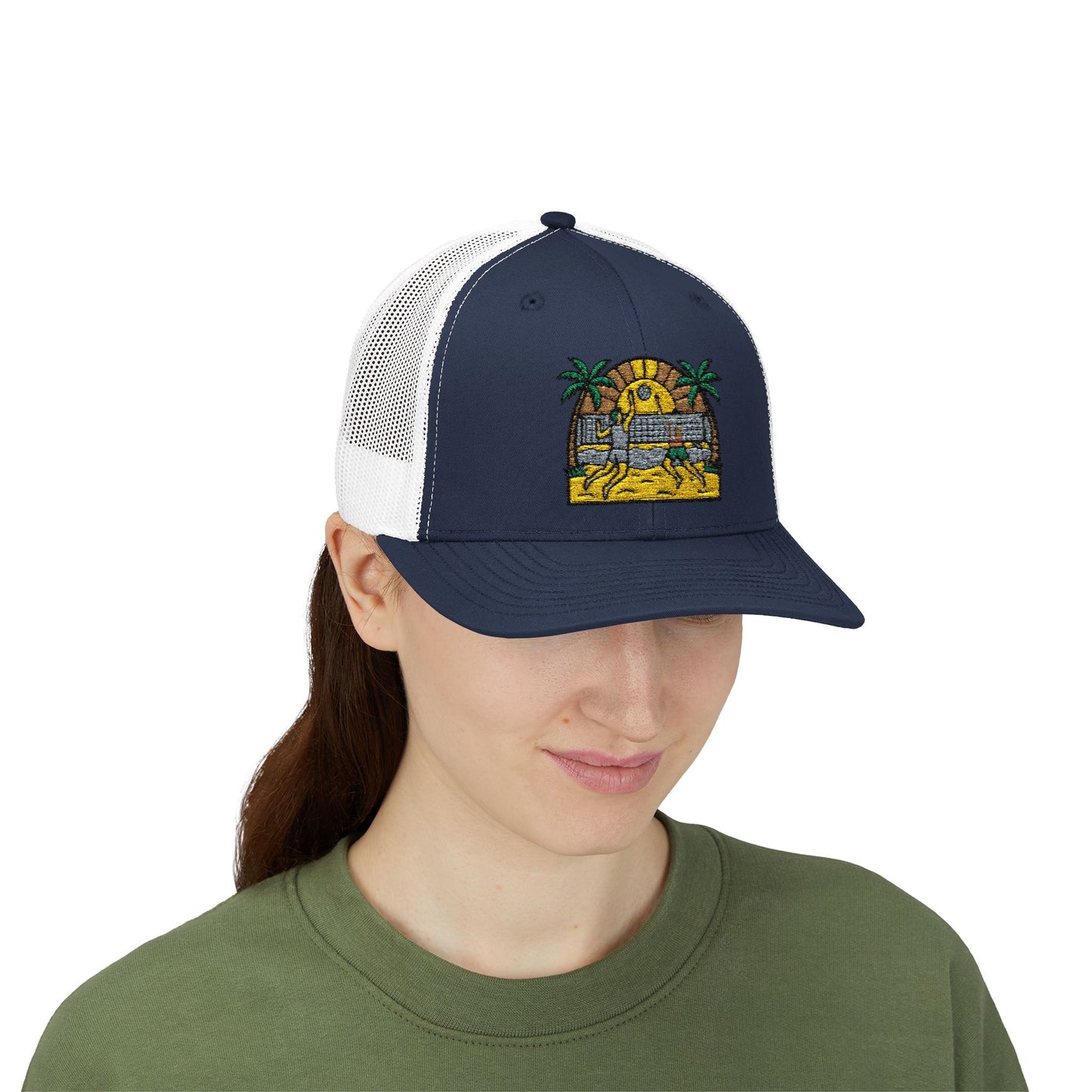 Beach Volleyball Snapback Trucker Cap — Summer Beach Volleyball Embroidered Cap - Trending Novelties & Gifts