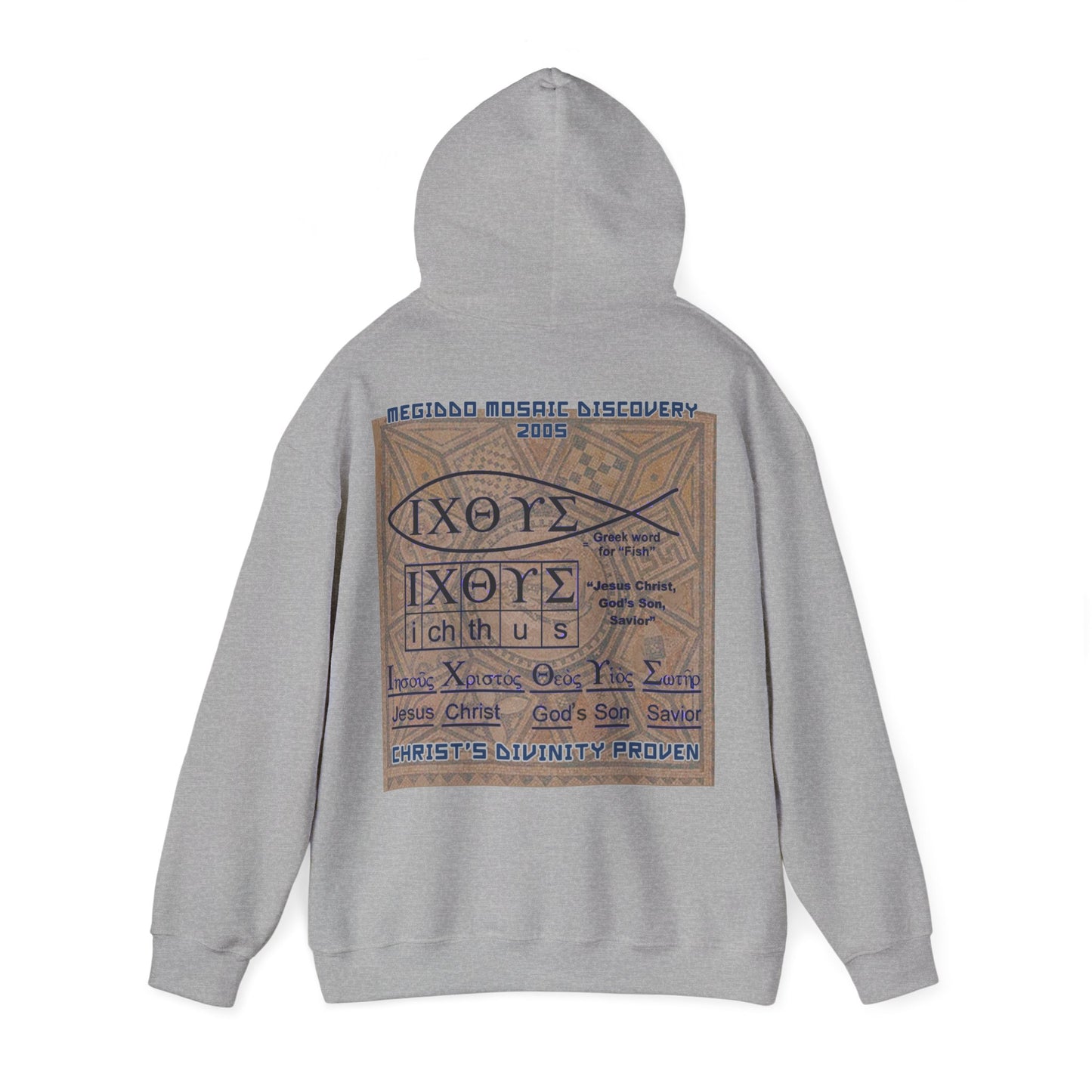 Megiddo Mosaic Souvenir Unisex Hoodie - Catholic Faith Souvenir Hoodie, Christian Vintage Hoodie, MMD.