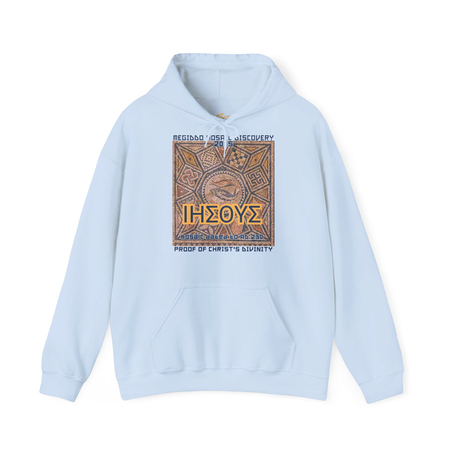 Megiddo Mosaic Souvenir Unisex Hoodie - Catholic Faith Souvenir Hoodie, Christian Vintage Hoodie, MMD.