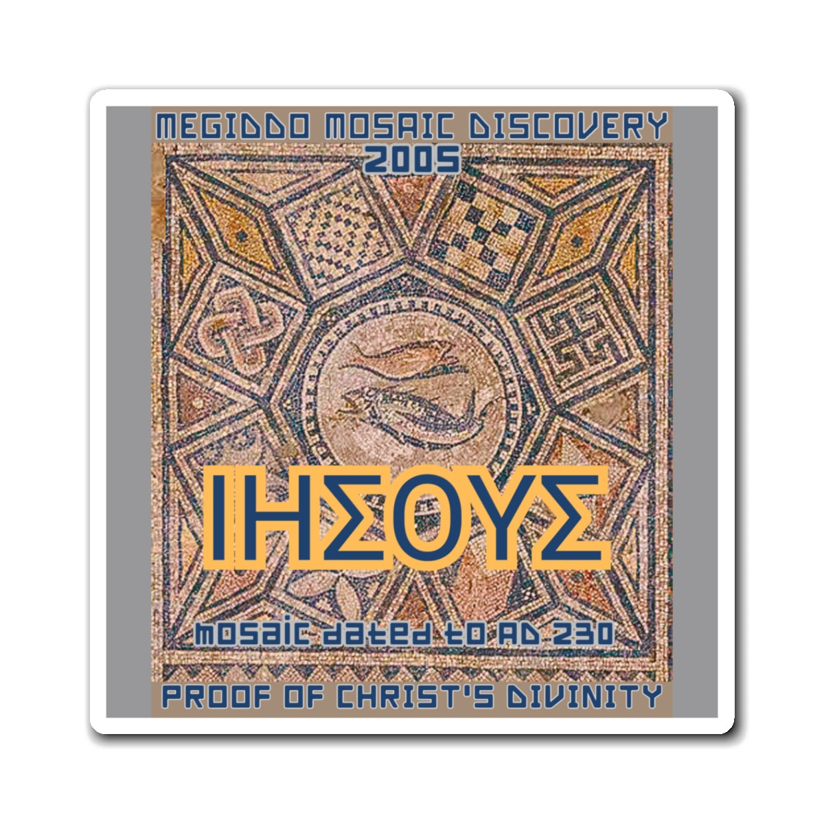 Megiddo Mosaic Souvenir Magnet Pt.1, Mosaic Magnets. MMD