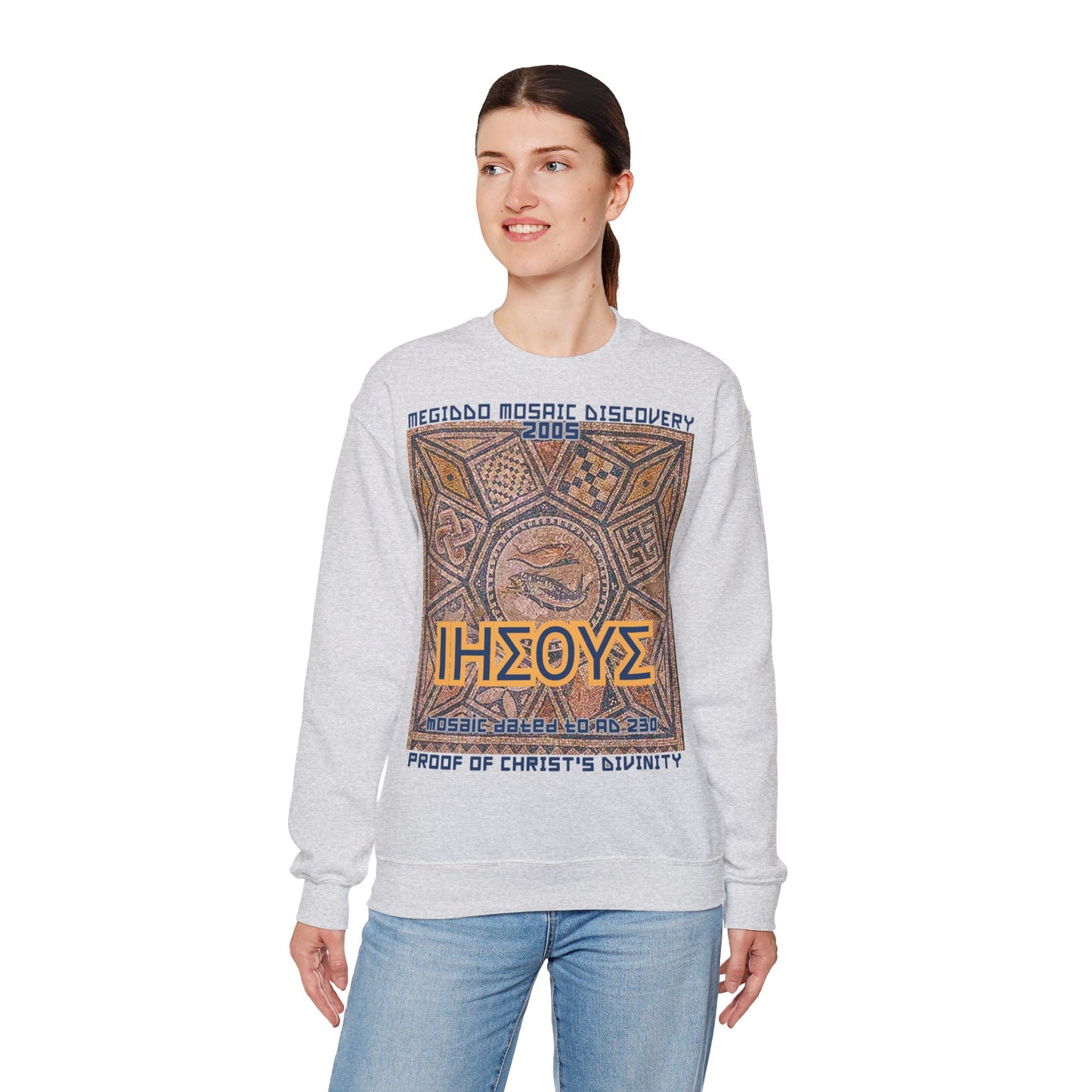 Megiddo Mosaic Unisex Sweatshirt, Catholic Faith Souvenir Sweatshirt. MMD