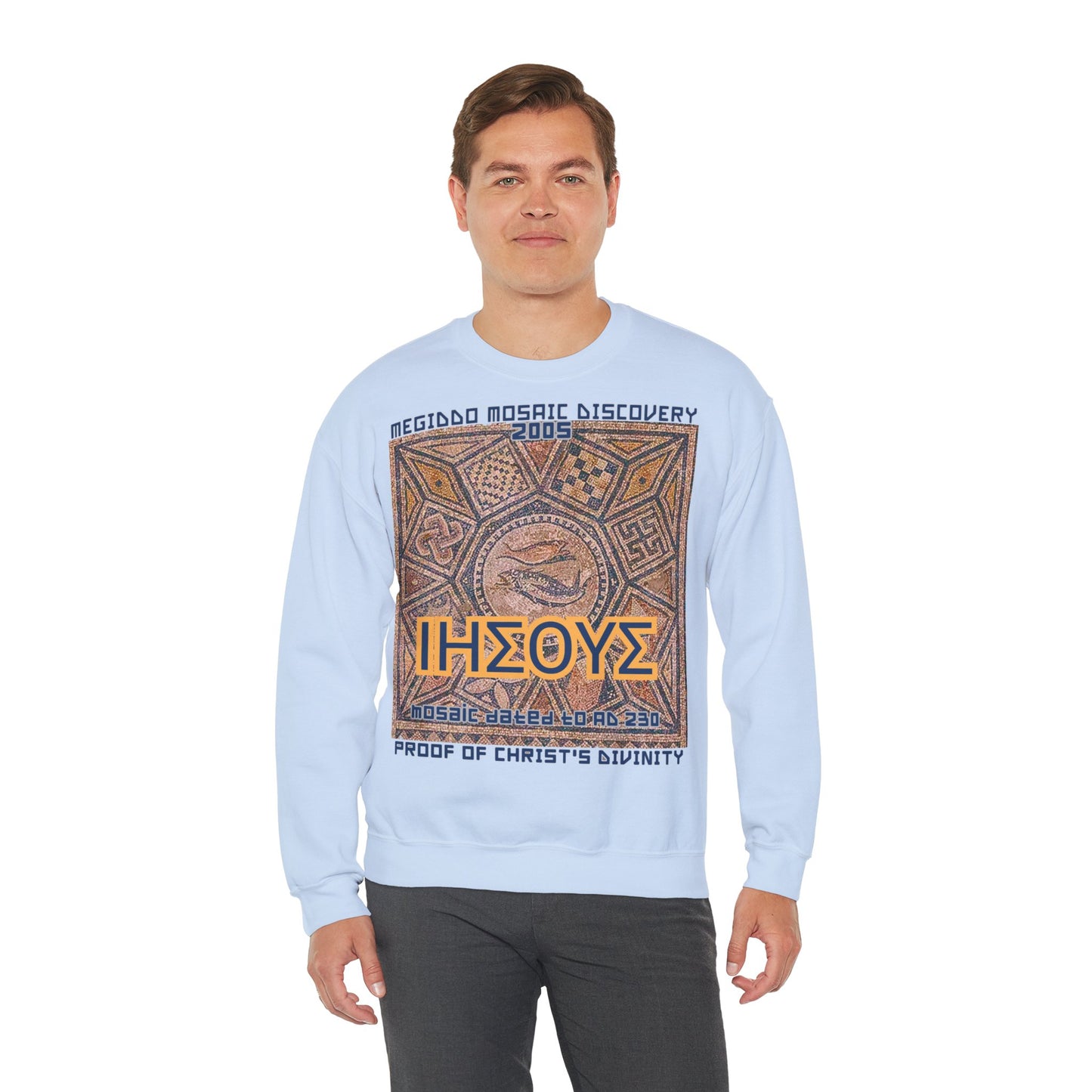 Megiddo Mosaic Unisex Sweatshirt, Catholic Faith Souvenir Sweatshirt. MMD