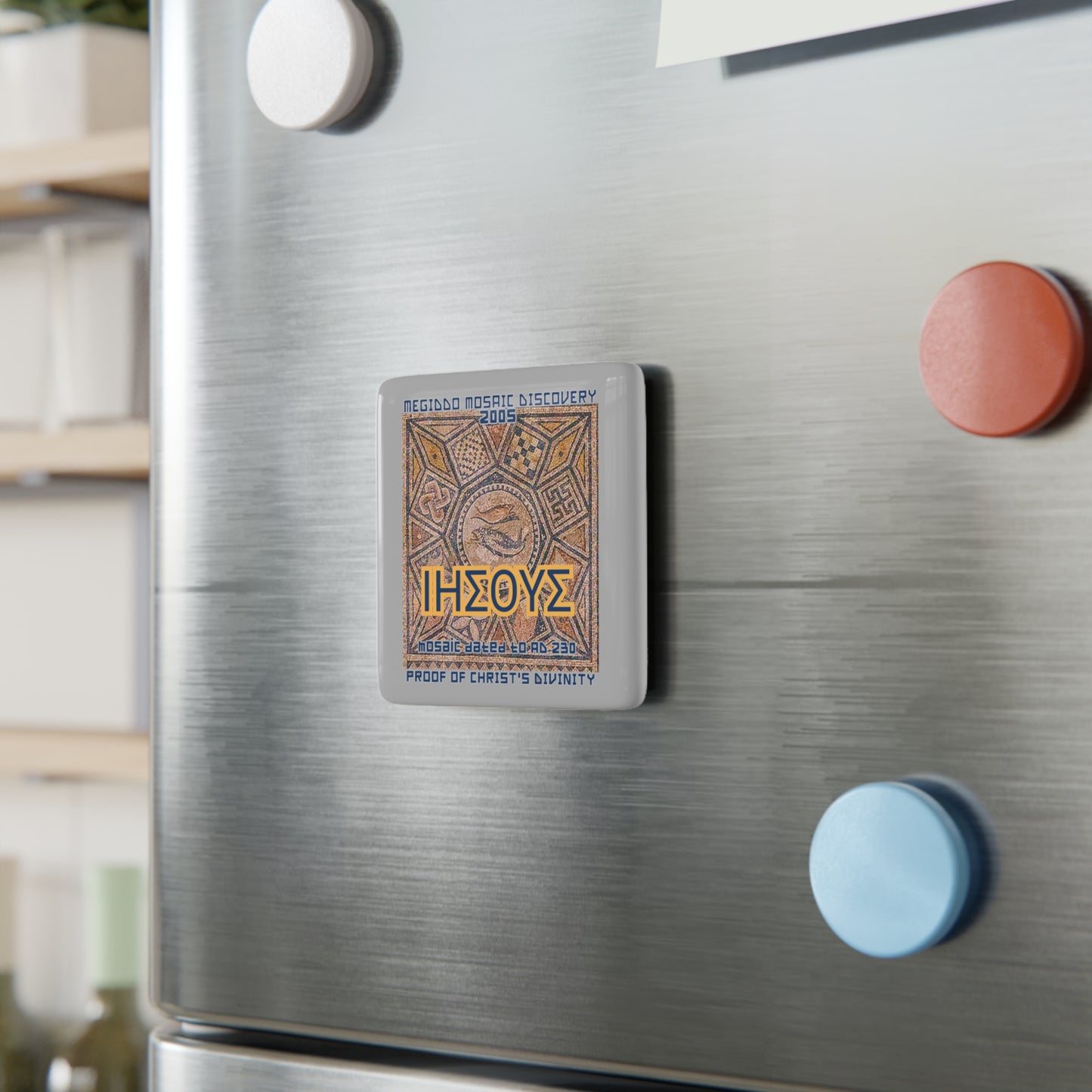 Megiddo Mosaic Souvenir Magnet a mosaic art porcelain magnet, Pt.1 - Unique Gift. MMD