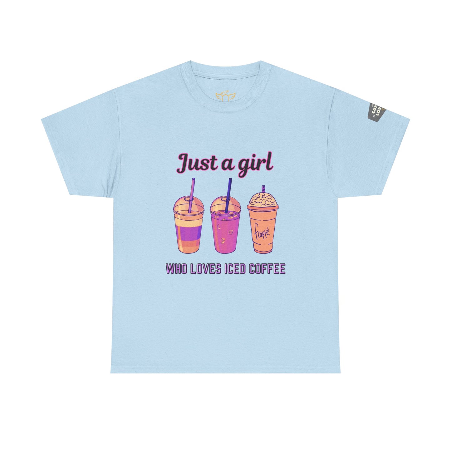 Coffee Lover Cotton Tee - Just a Girl Who Loves Iced Coffee