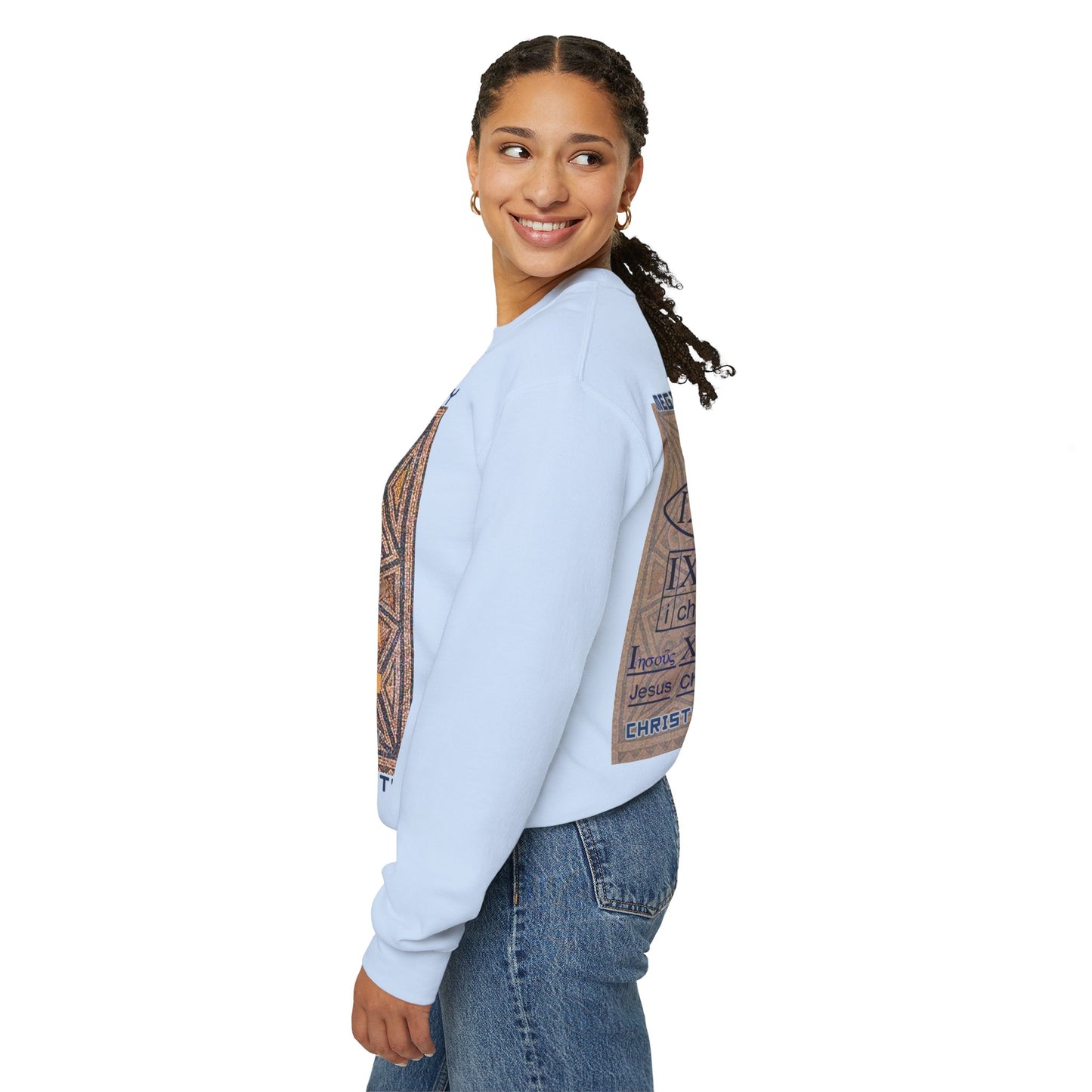 Megiddo Mosaic Unisex Sweatshirt, Catholic Faith Souvenir Sweatshirt. MMD