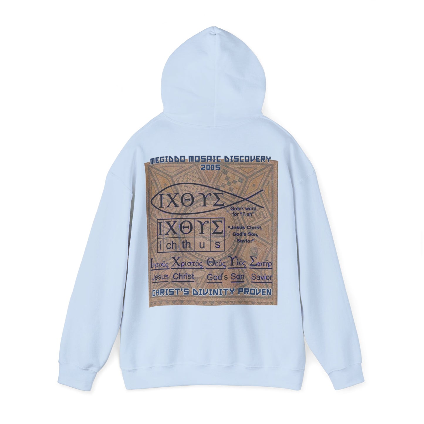 Megiddo Mosaic Souvenir Unisex Hoodie - Catholic Faith Souvenir Hoodie, Christian Vintage Hoodie, MMD.