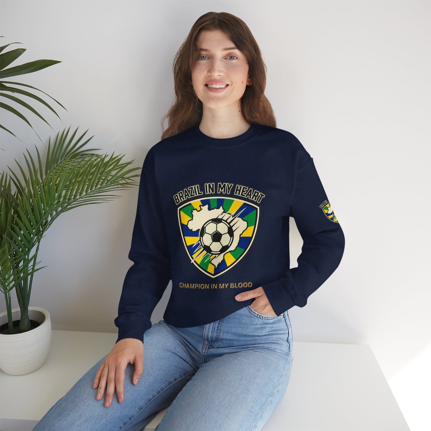 Brazil In My Heart Soccer Sweatshirt | Brazil fans world cup Soccer 2026 Sweatshirt - Trending Novelties & Gifts