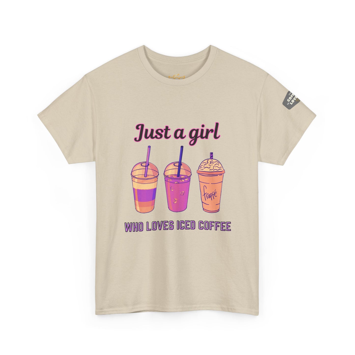Coffee Lover Cotton Tee - Just a Girl Who Loves Iced Coffee
