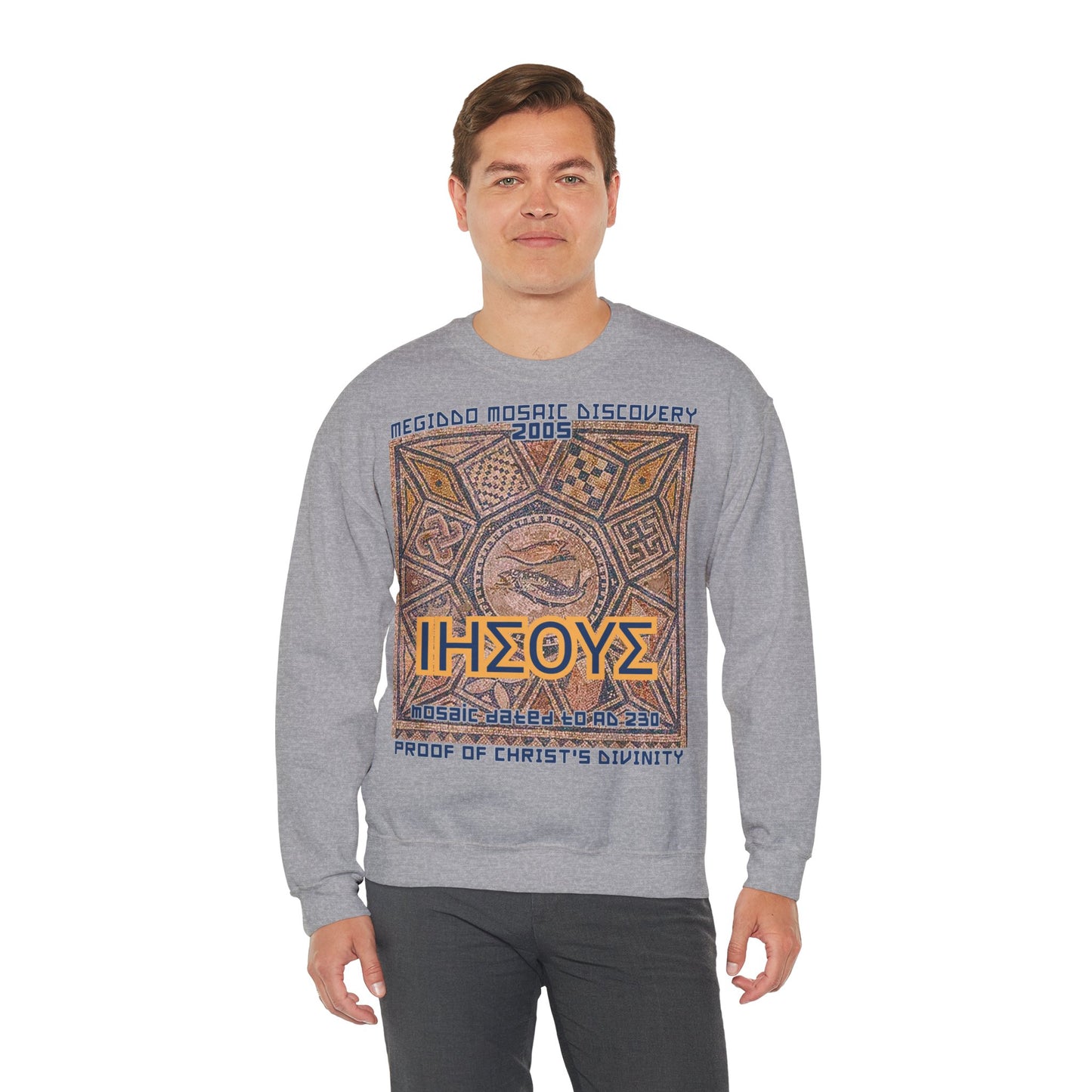Megiddo Mosaic Unisex Sweatshirt, Catholic Faith Souvenir Sweatshirt. MMD