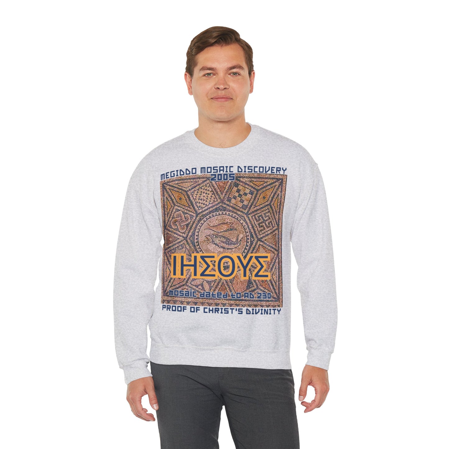 Megiddo Mosaic Unisex Sweatshirt, Catholic Faith Souvenir Sweatshirt. MMD