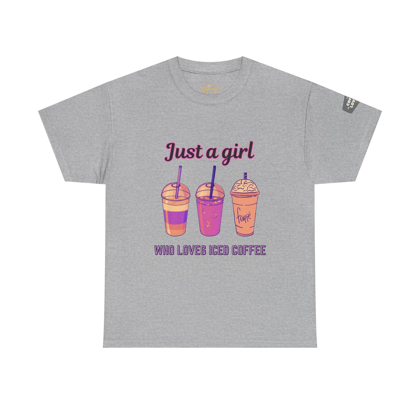 Coffee Lover Cotton Tee - Just a Girl Who Loves Iced Coffee