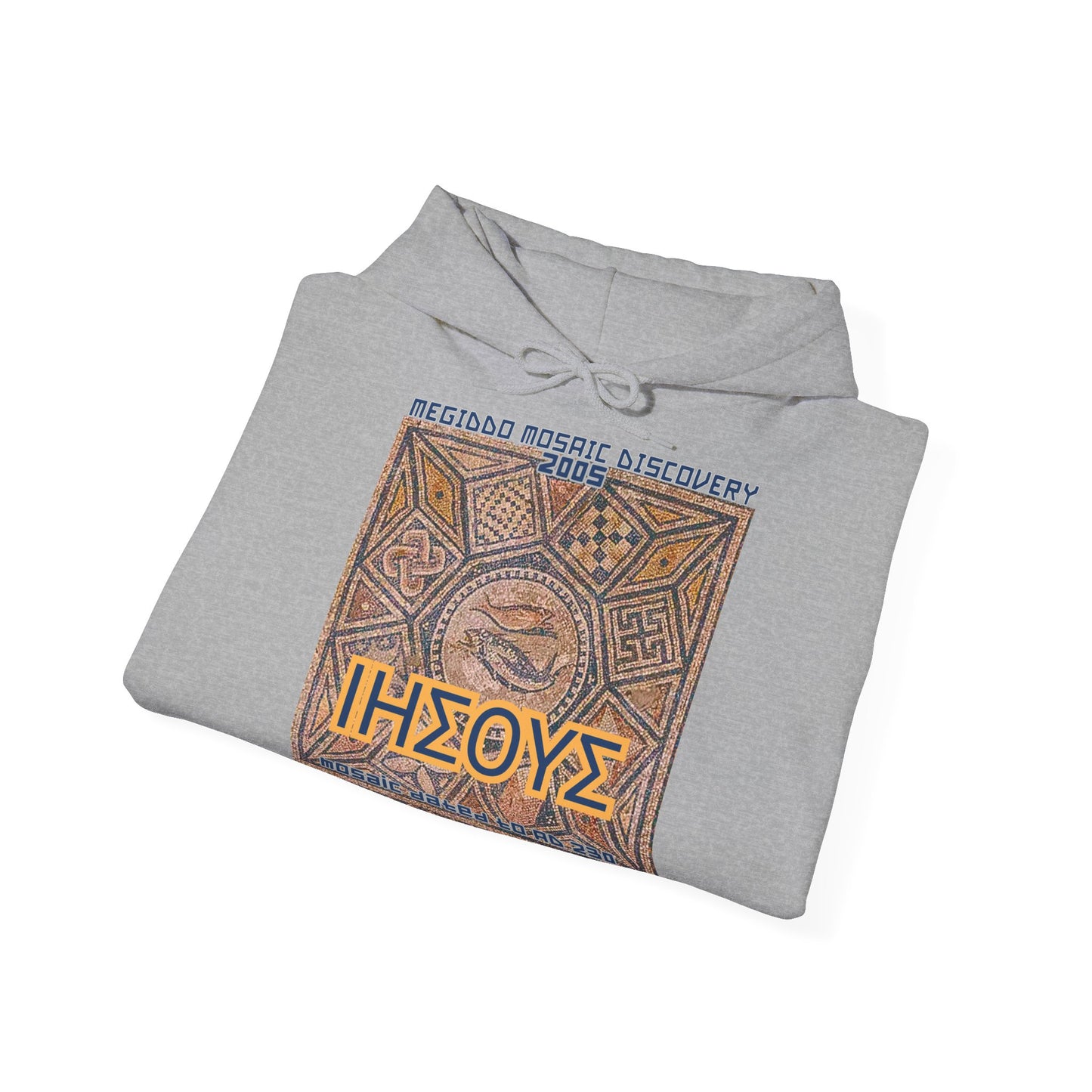 Megiddo Mosaic Souvenir Unisex Hoodie - Catholic Faith Souvenir Hoodie, Christian Vintage Hoodie, MMD.
