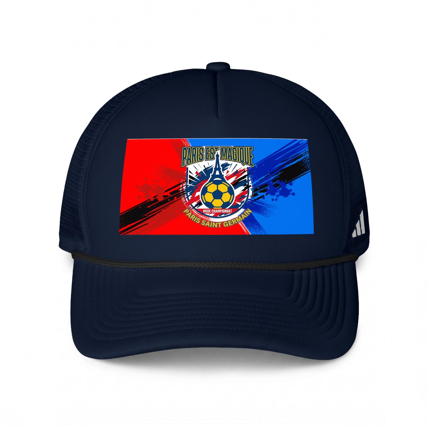 PSG Soccer Fans Crest Trucker Hat – Red, Blue and White Football Cap - Trending Novelties & Gifts
