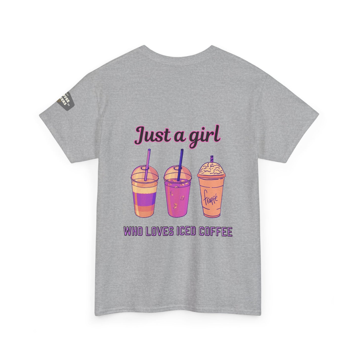 Coffee Lover Cotton Tee - Just a Girl Who Loves Iced Coffee
