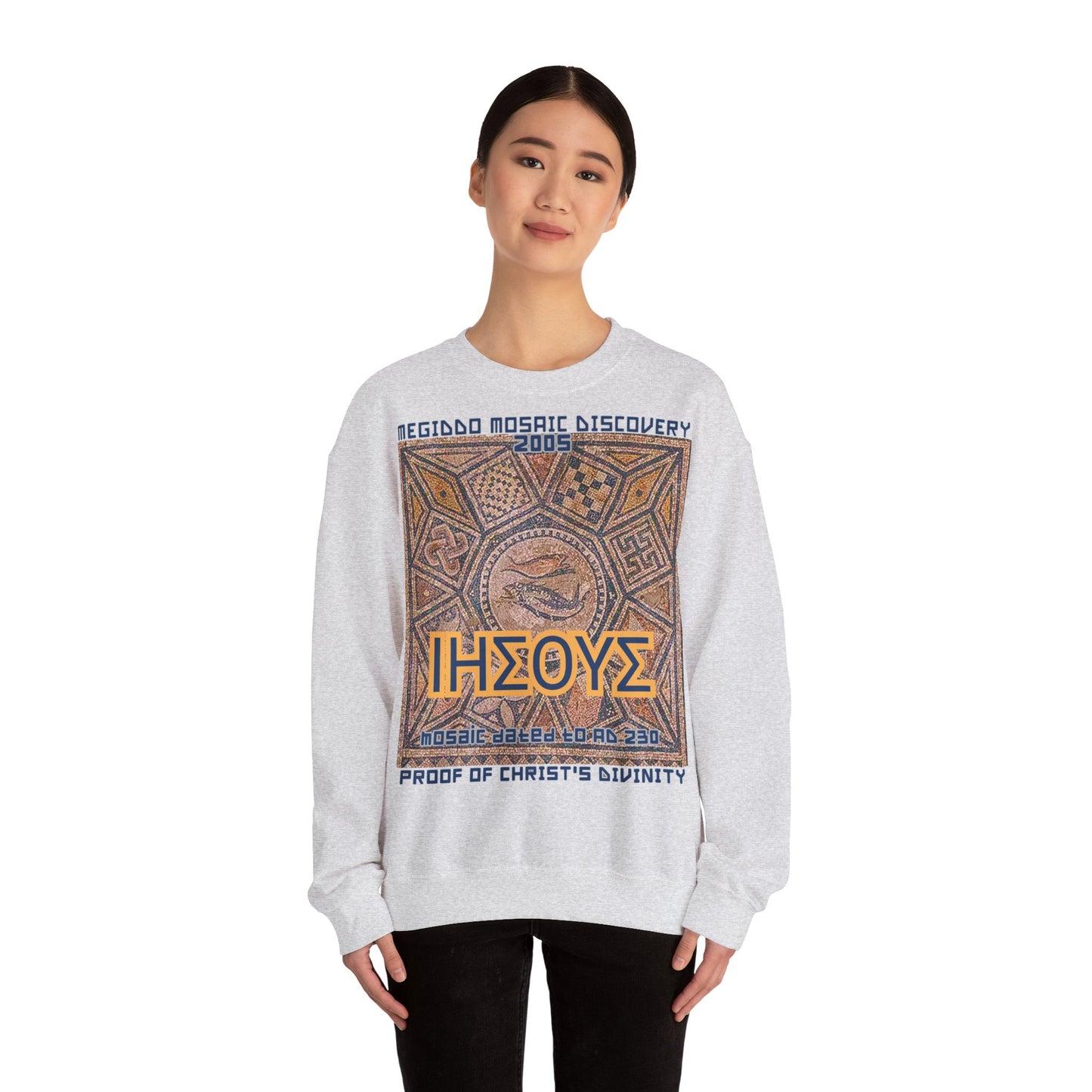 Megiddo Mosaic Unisex Sweatshirt, Catholic Faith Souvenir Sweatshirt. MMD