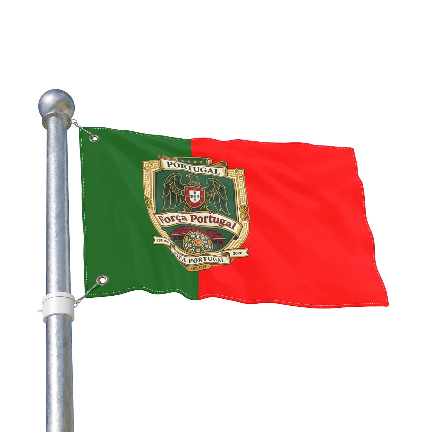 Portugal Soccer Fans Double-Sided Flag — "Força Portugal" Football Flag
