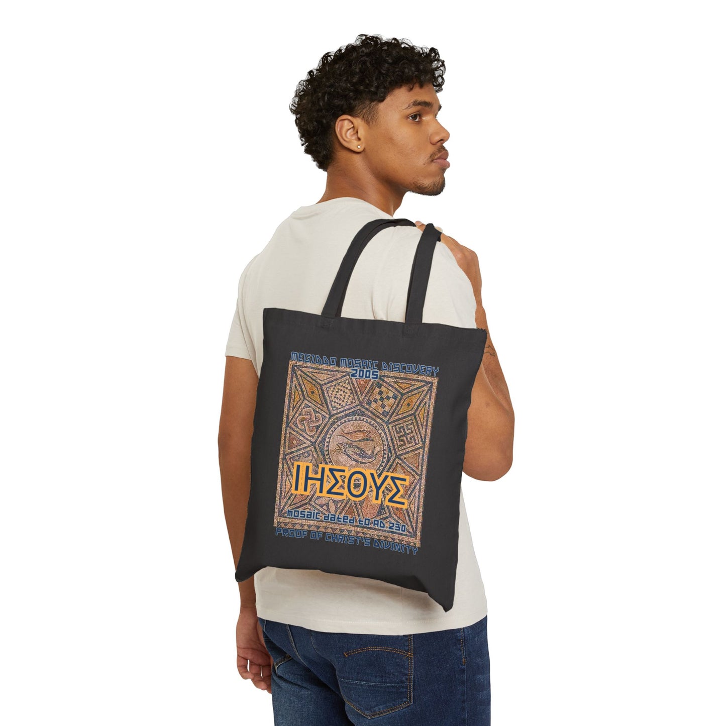 The Mediggo Mosaic Cotton Canvas Tote Bag, Eco-Friendly Shopping Bag, MMD.