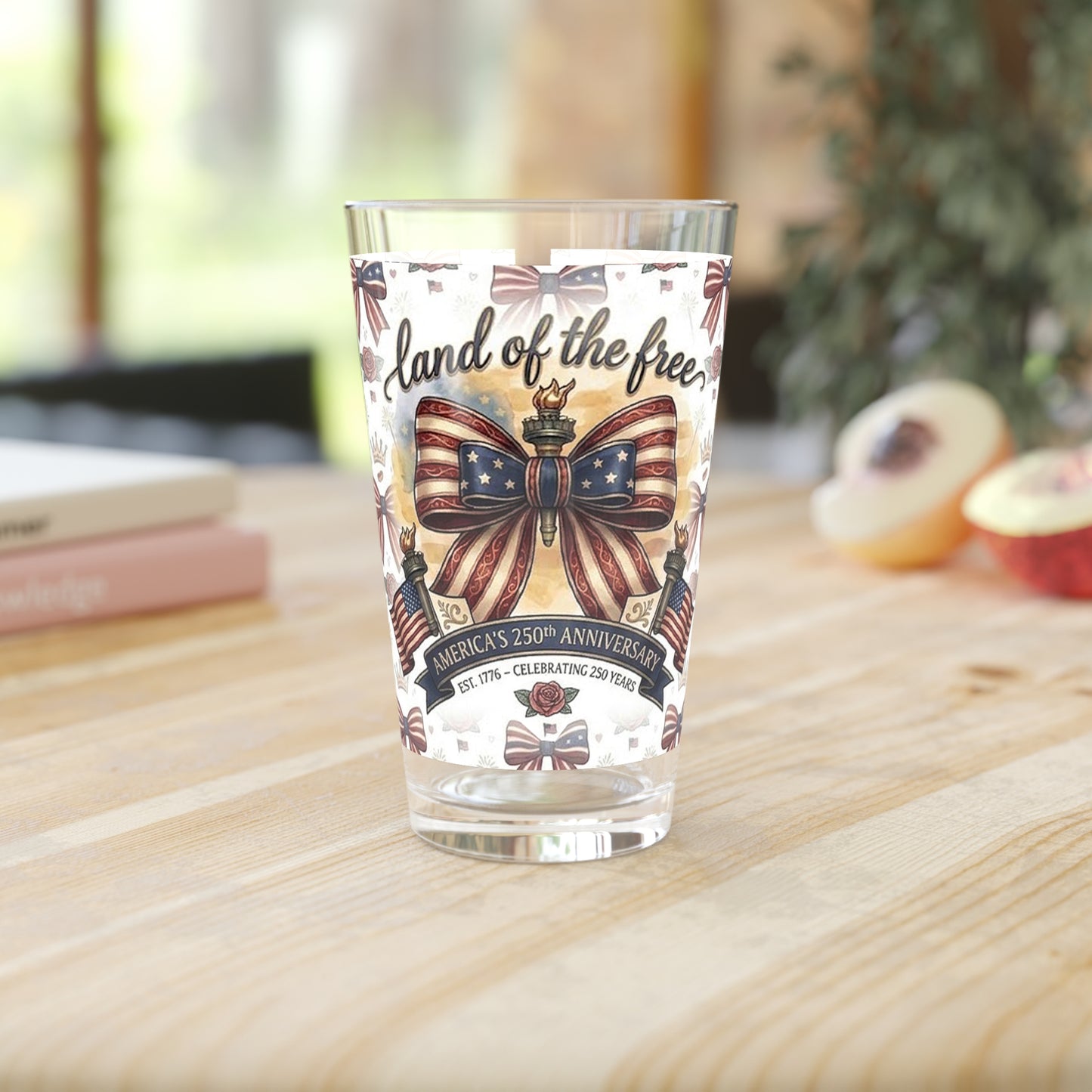 USA 250th ANNIVERSARY 16oz Pint Glass - Patriotic 'Land of the Free' 16oz Pint Glass - Trending Novelties & Gifts