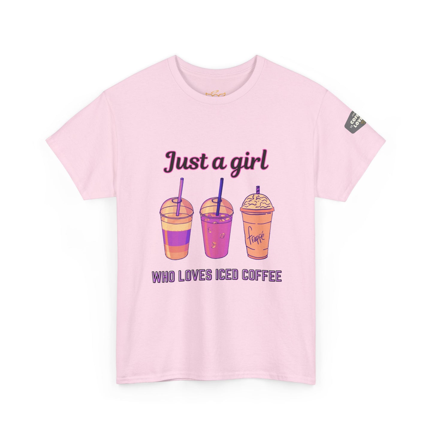 Coffee Lover Cotton Tee - Just a Girl Who Loves Iced Coffee