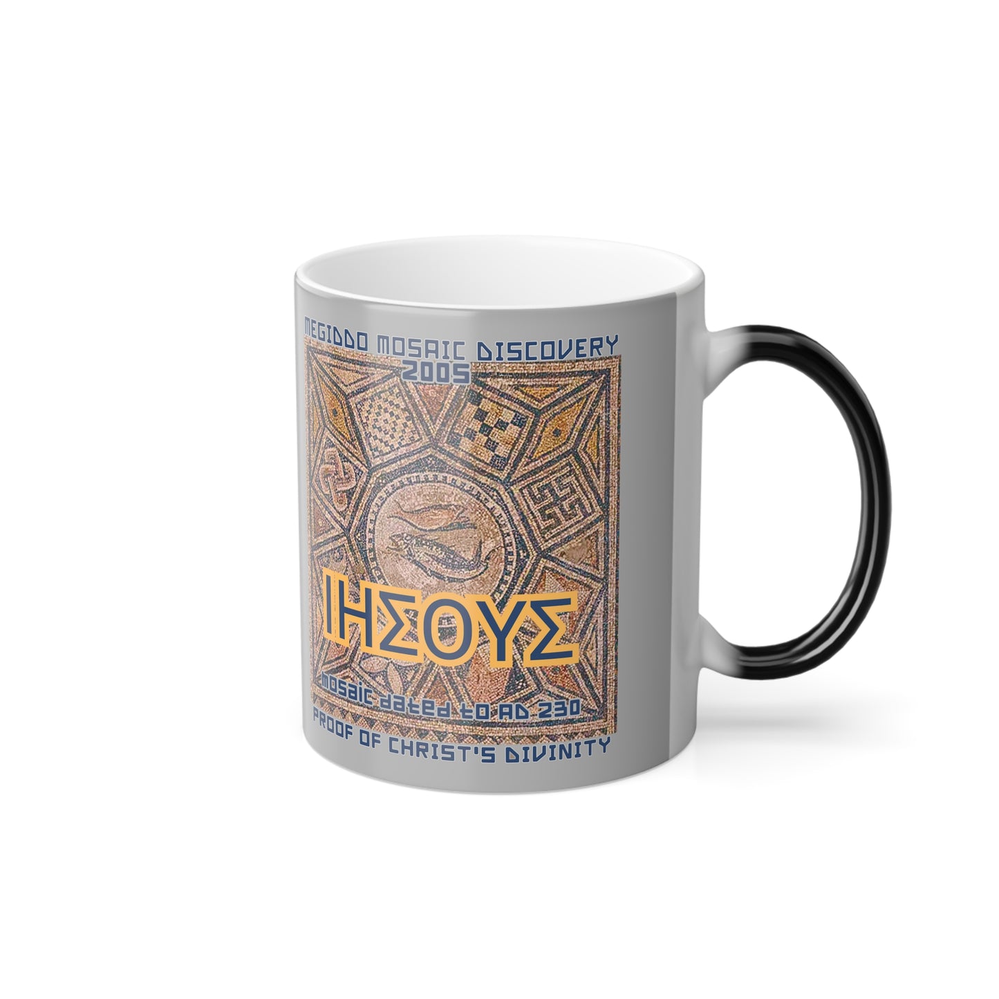 The Megiddo Mosaic Color Changing Mug, Magical Coffee Cup. MMD