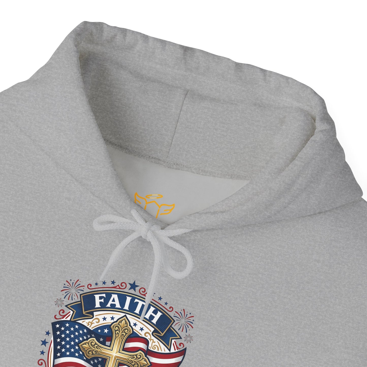 Faith, Family & Freedom Hoodie — Patriotic Cross American Flag Sweatshirt (USA 250th)