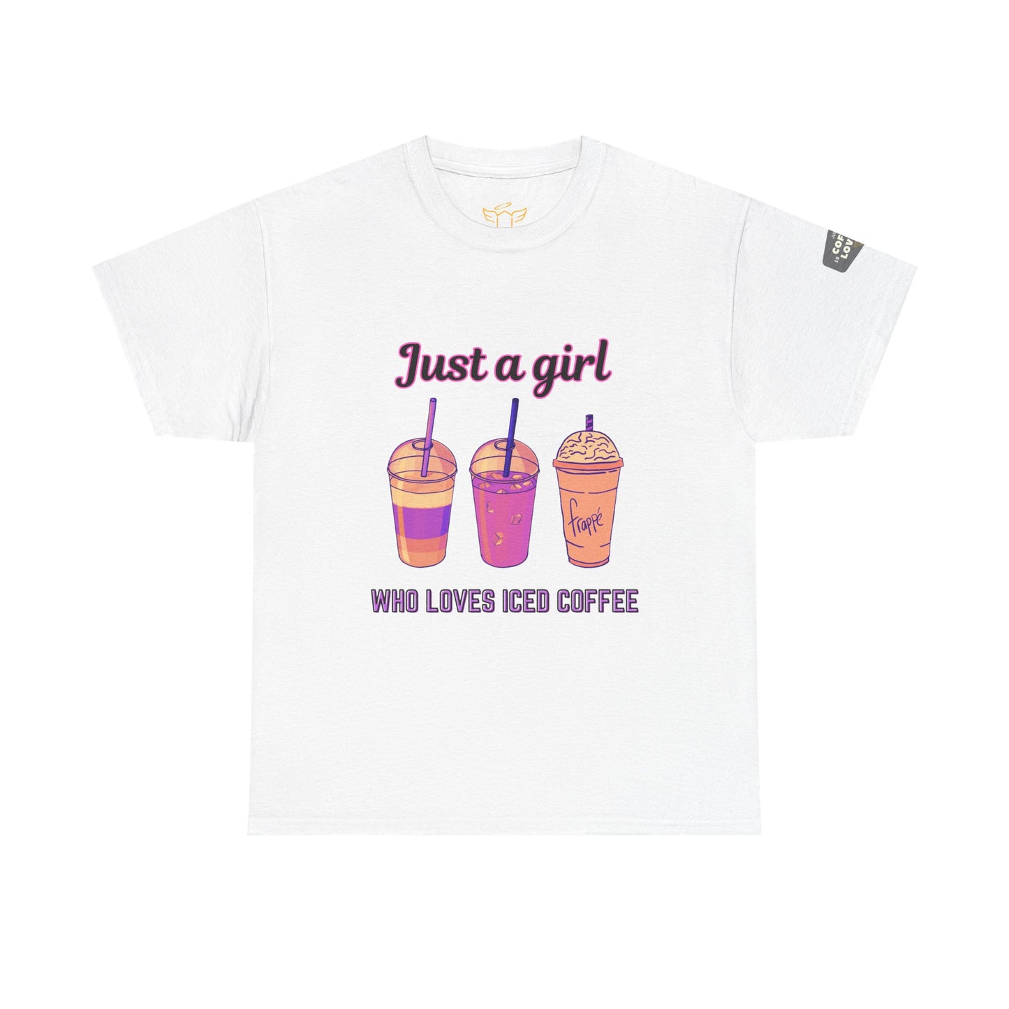 Coffee Lover Cotton Tee - Just a Girl Who Loves Iced Coffee