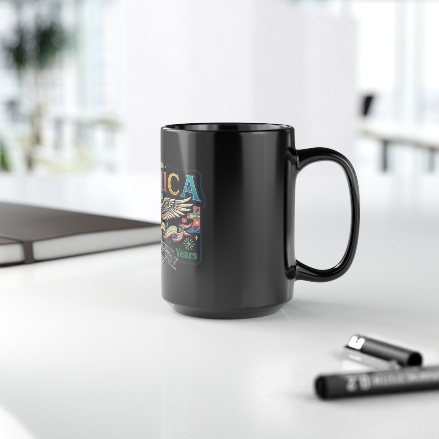 USA 250th ANNIVERSARY Eagle Black Mug | America 250th Anniversary Patriotic Coffee Cup - Trending Novelties & Gifts