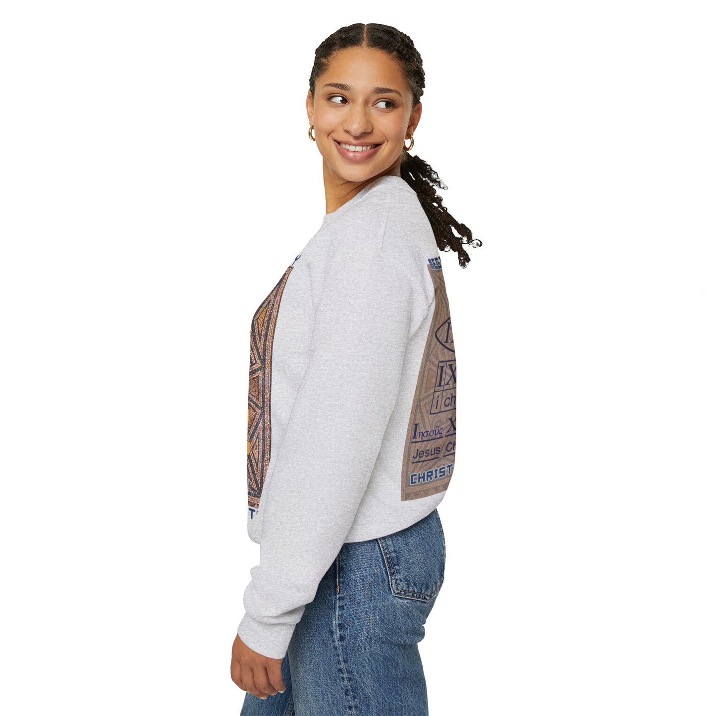 Megiddo Mosaic Unisex Sweatshirt, Catholic Faith Souvenir Sweatshirt. MMD