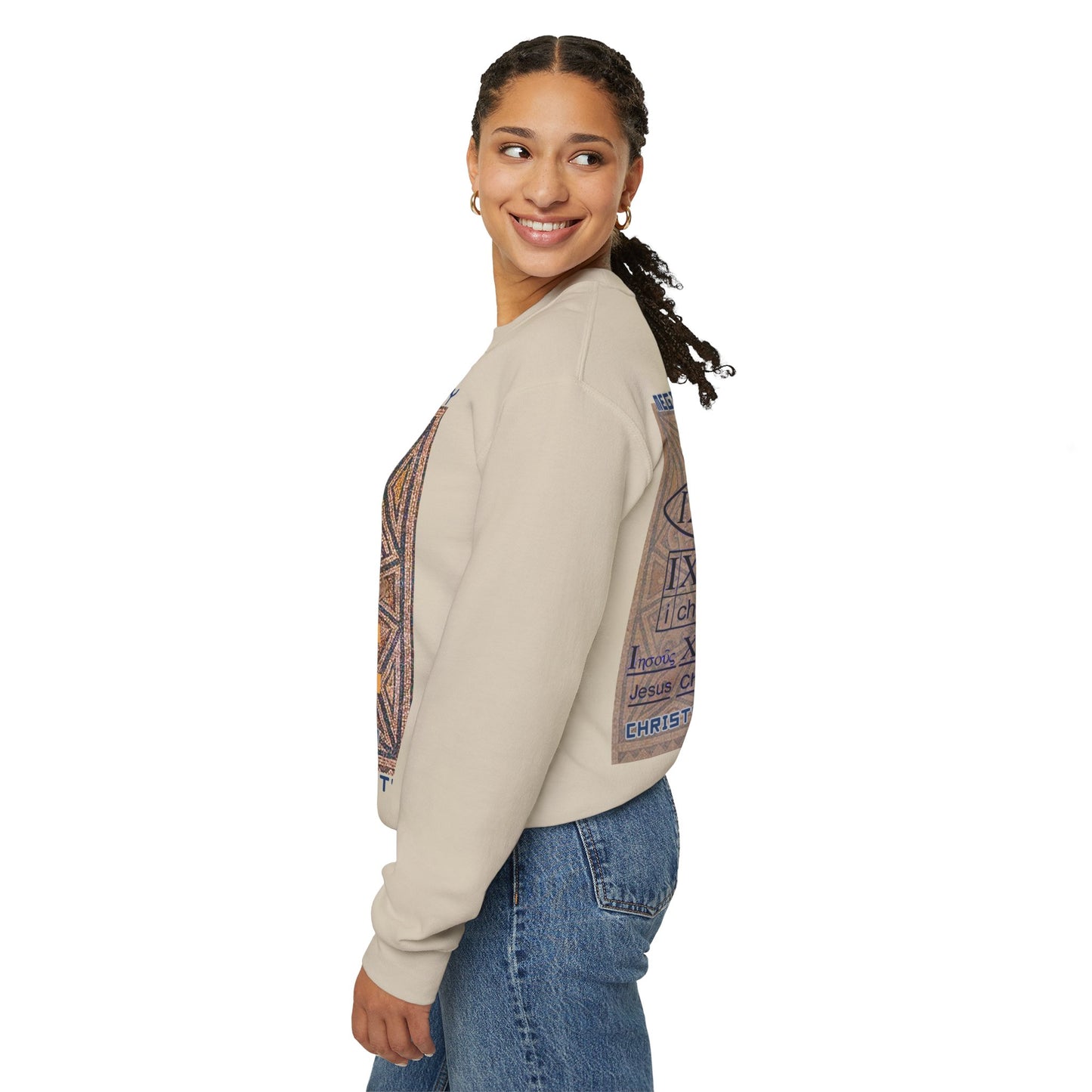 Megiddo Mosaic Unisex Sweatshirt, Catholic Faith Souvenir Sweatshirt. MMD