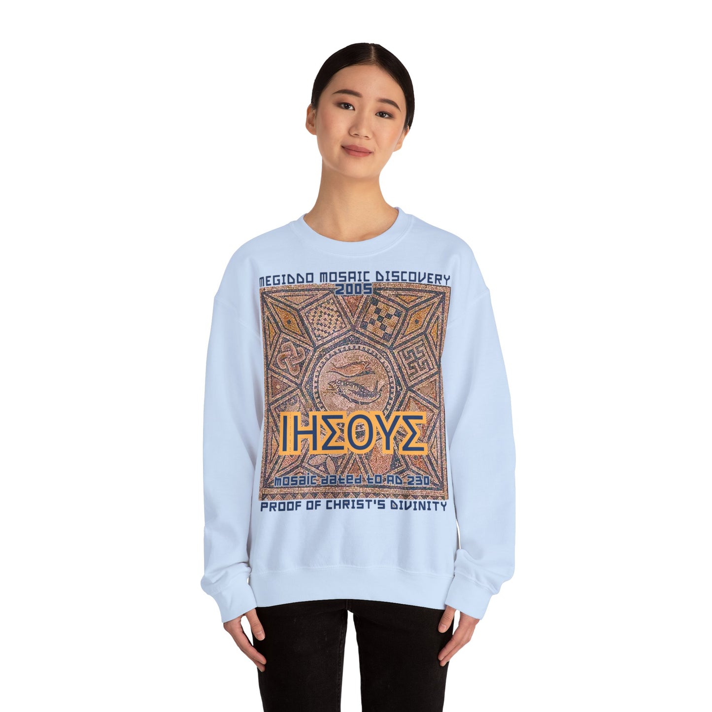 Megiddo Mosaic Unisex Sweatshirt, Catholic Faith Souvenir Sweatshirt. MMD