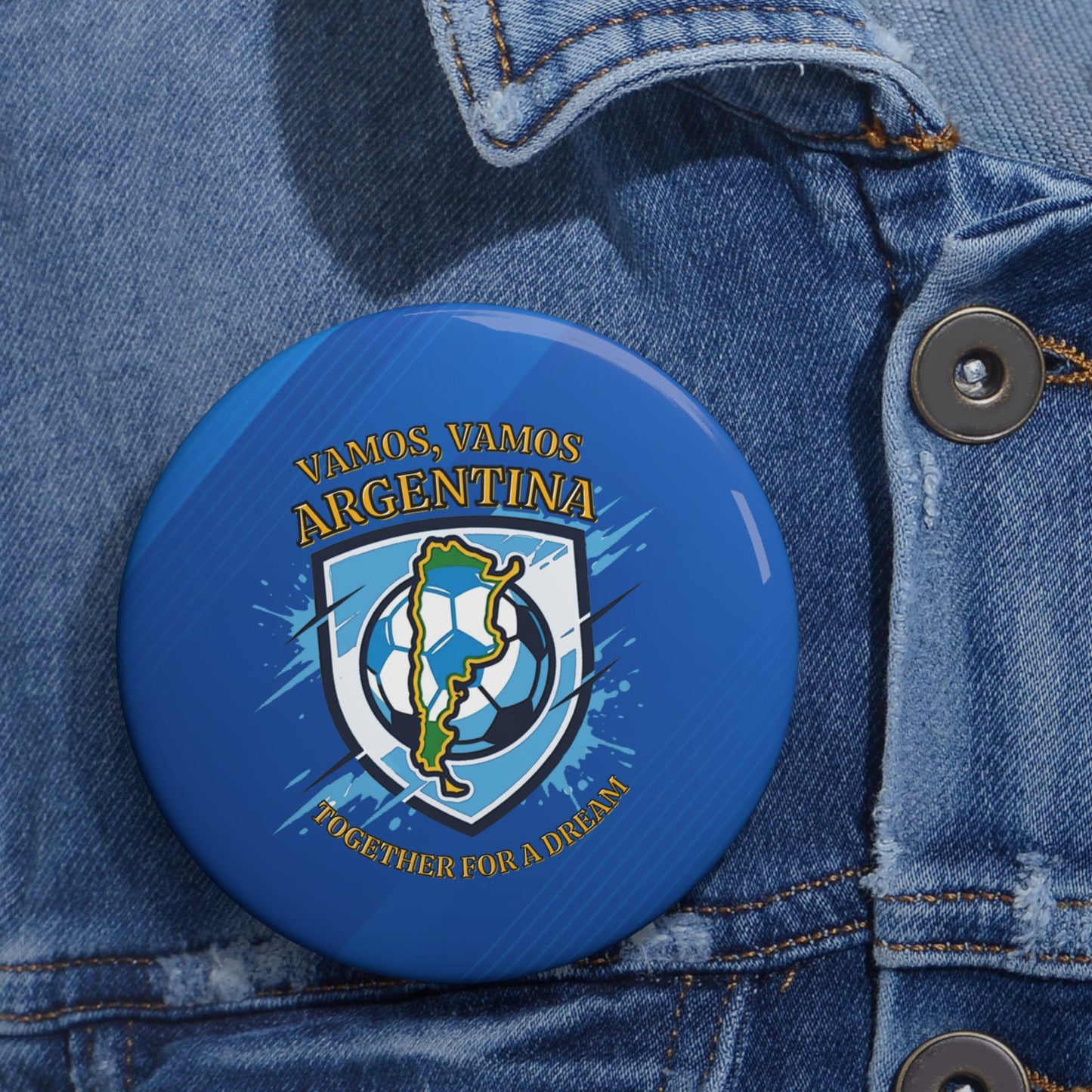 Argentina Soccer Pin Button — "Vamos, Vamos Argentina" Fan Badge - Trending Novelties & Gifts