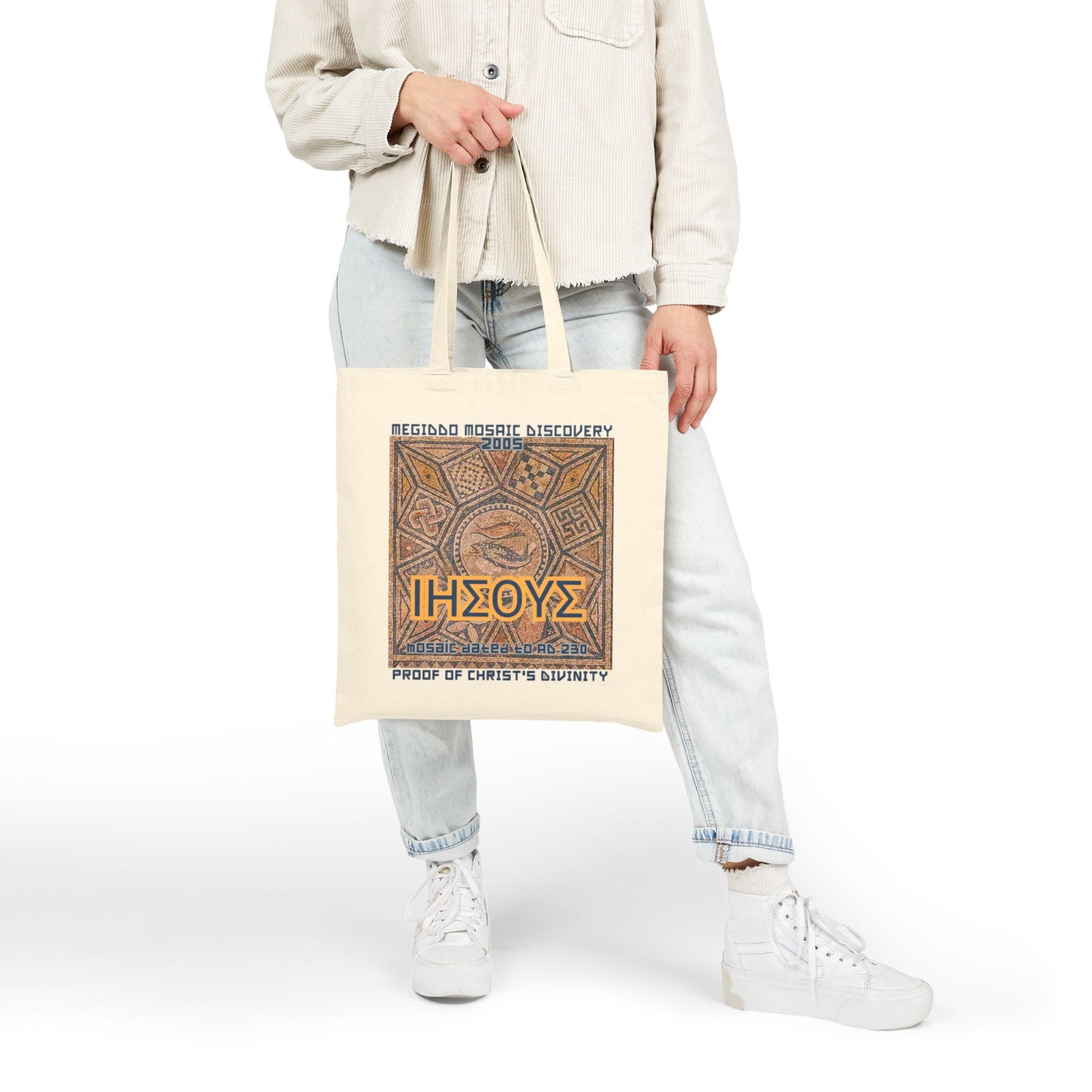 The Mediggo Mosaic Cotton Canvas Tote Bag, Eco-Friendly Shopping Bag, MMD.