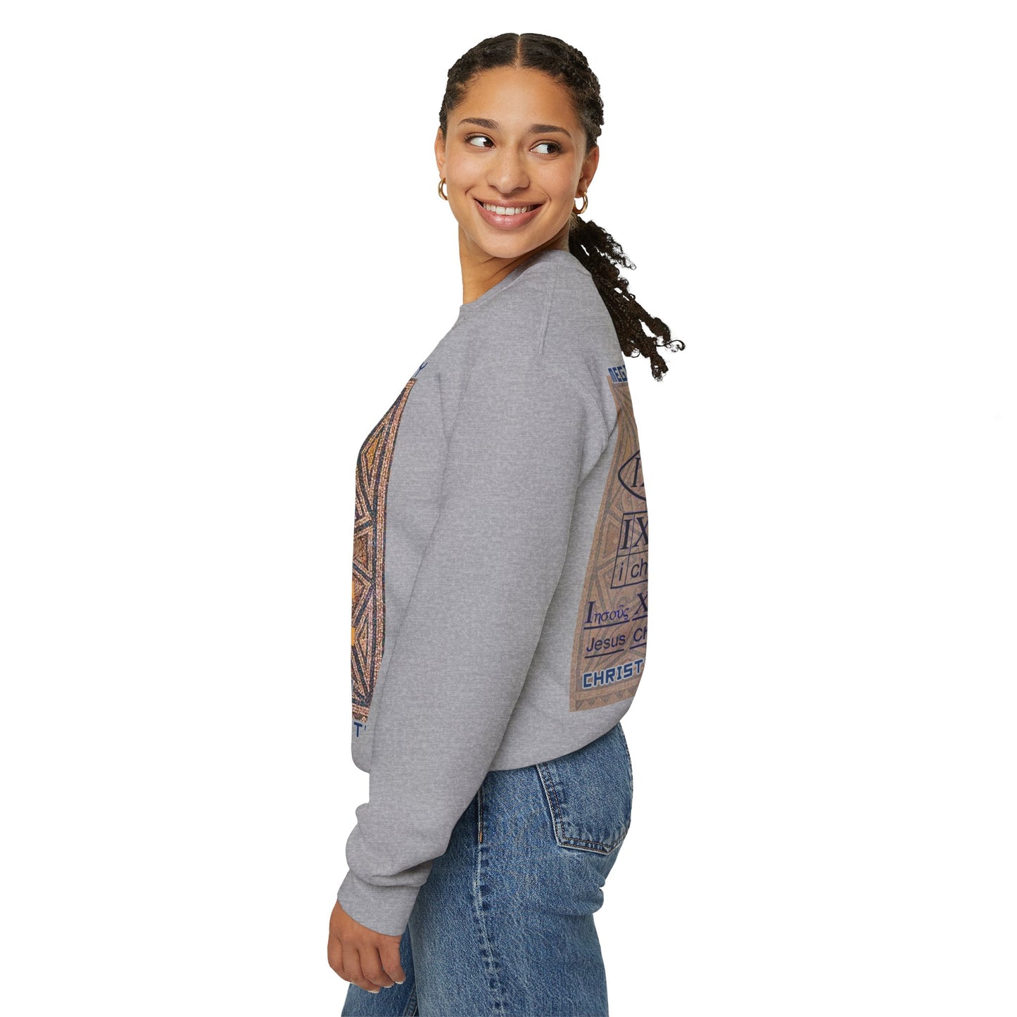Megiddo Mosaic Unisex Sweatshirt, Catholic Faith Souvenir Sweatshirt. MMD