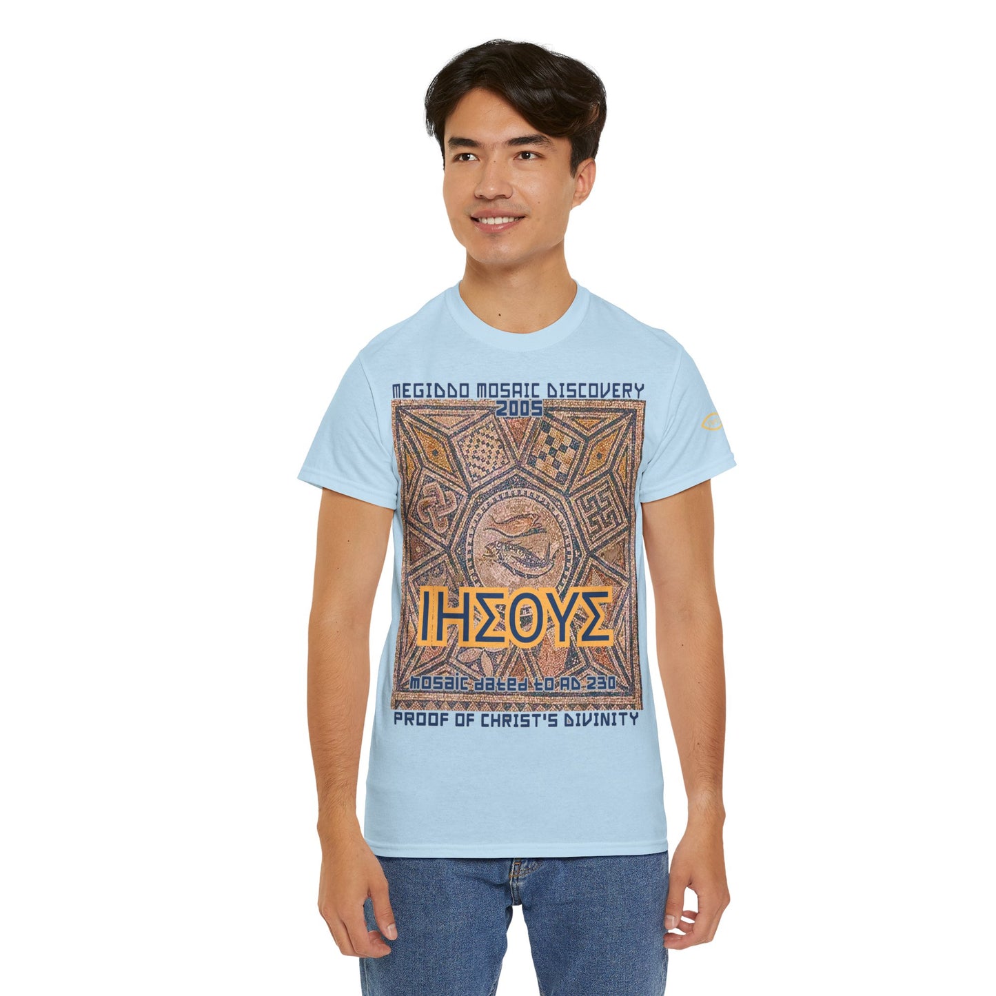 Megiddo Mosaic Unisex Tee - Catholic Faith Souvenir T-Shirt. MMD
