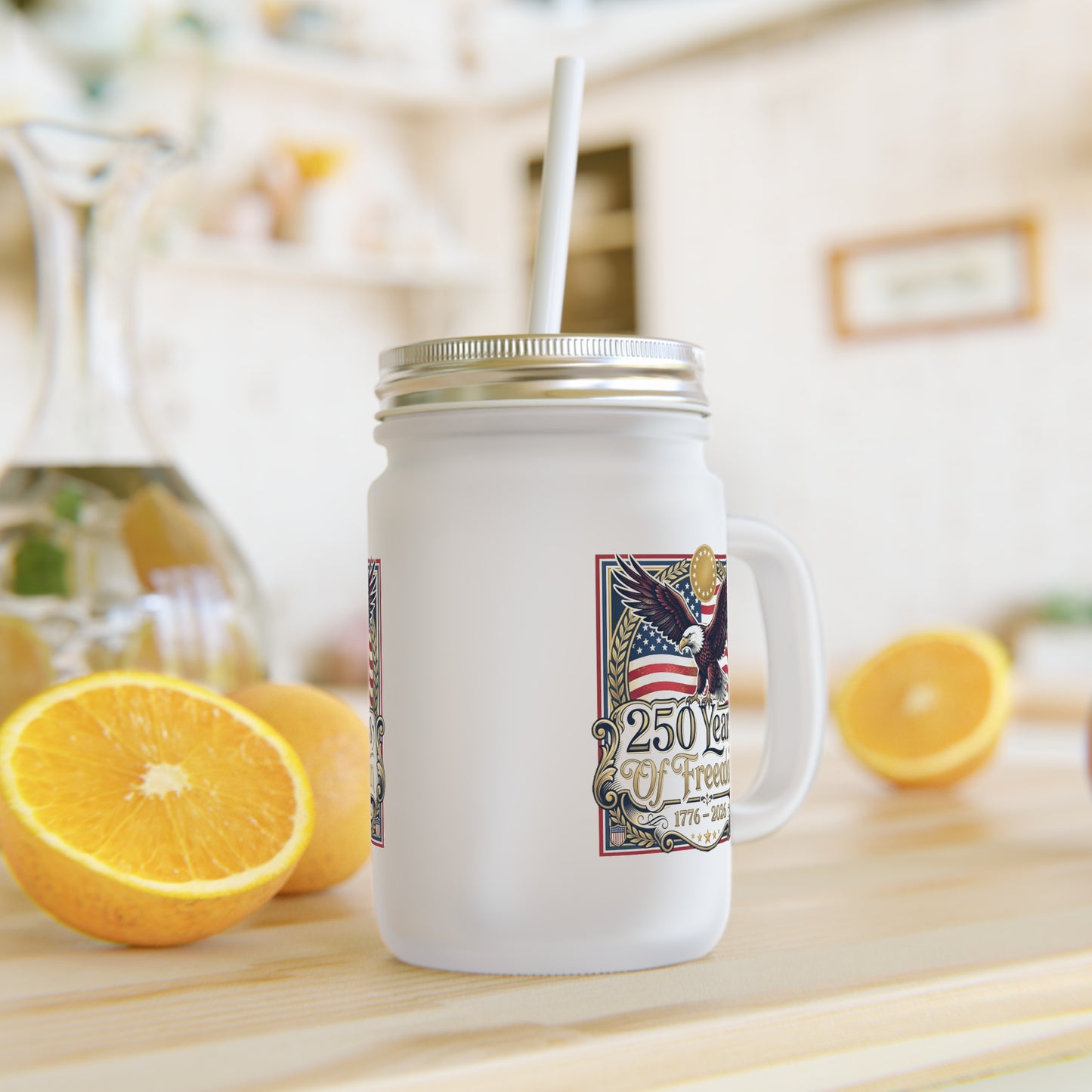 USA 250th ANNIVERSARY Mason Jar - 250 Years of Freedom Patriotic Eagle Mason Jar Tumbler - Trending Novelties & Gifts