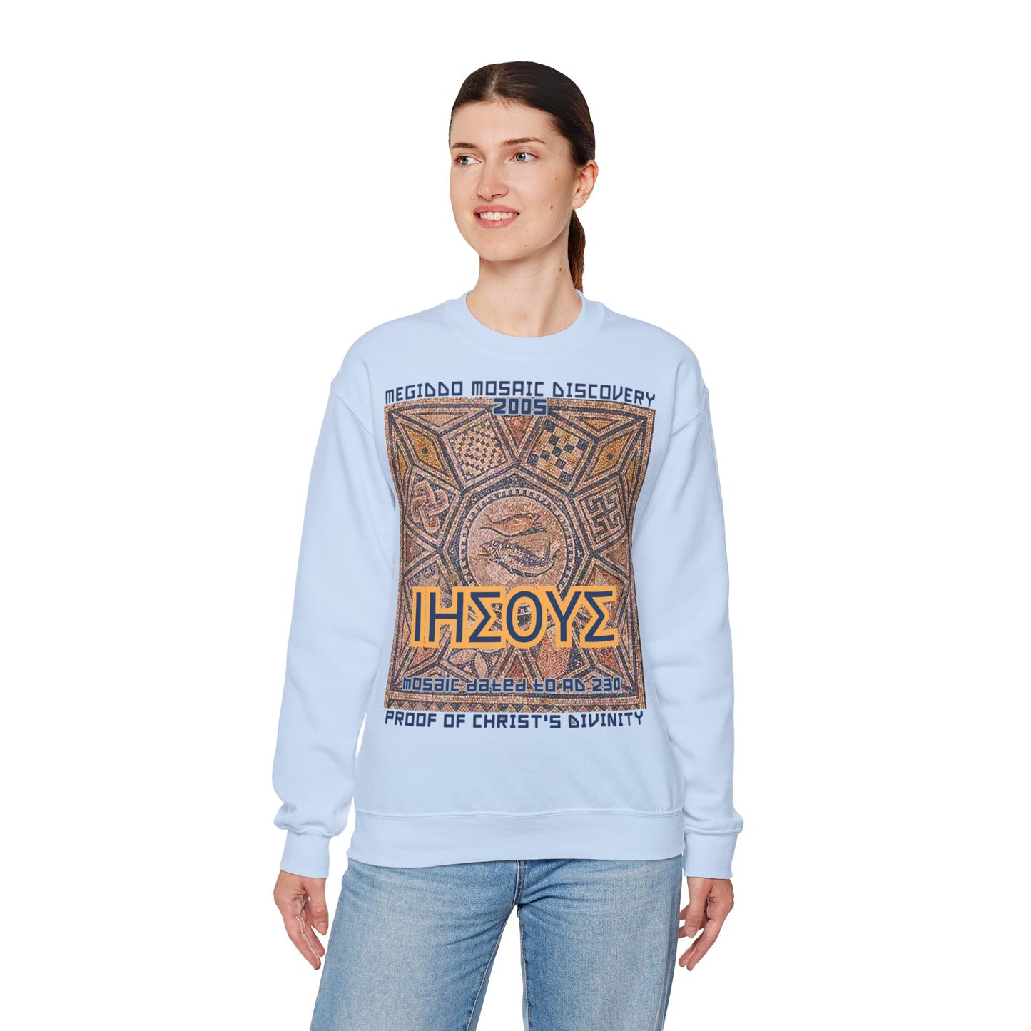 Megiddo Mosaic Unisex Sweatshirt, Catholic Faith Souvenir Sweatshirt. MMD