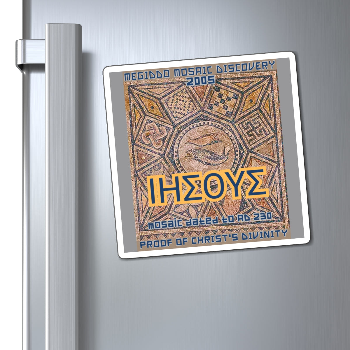 Megiddo Mosaic Souvenir Magnet Pt.1, Mosaic Magnets. MMD