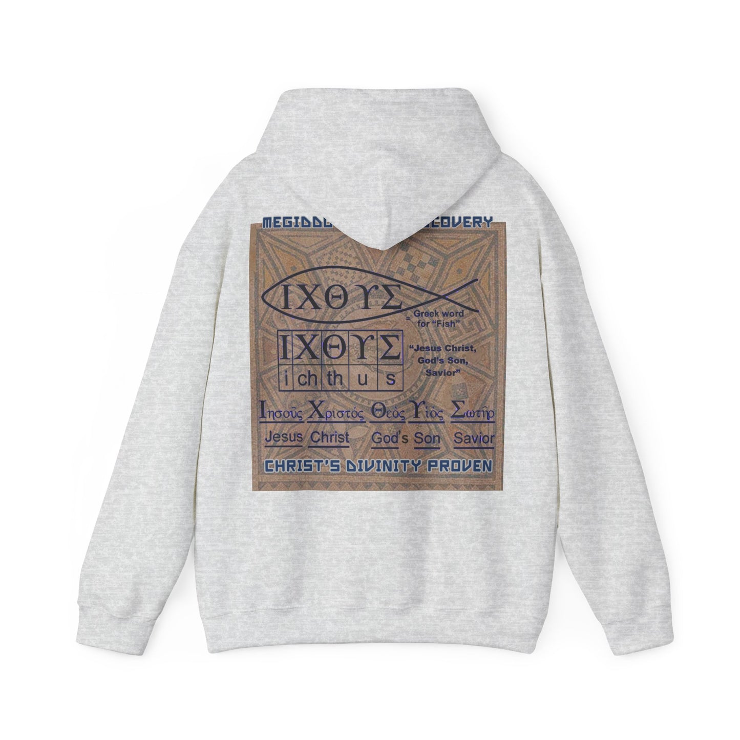 Megiddo Mosaic Souvenir Unisex Hoodie - Catholic Faith Souvenir Hoodie, Christian Vintage Hoodie, MMD.