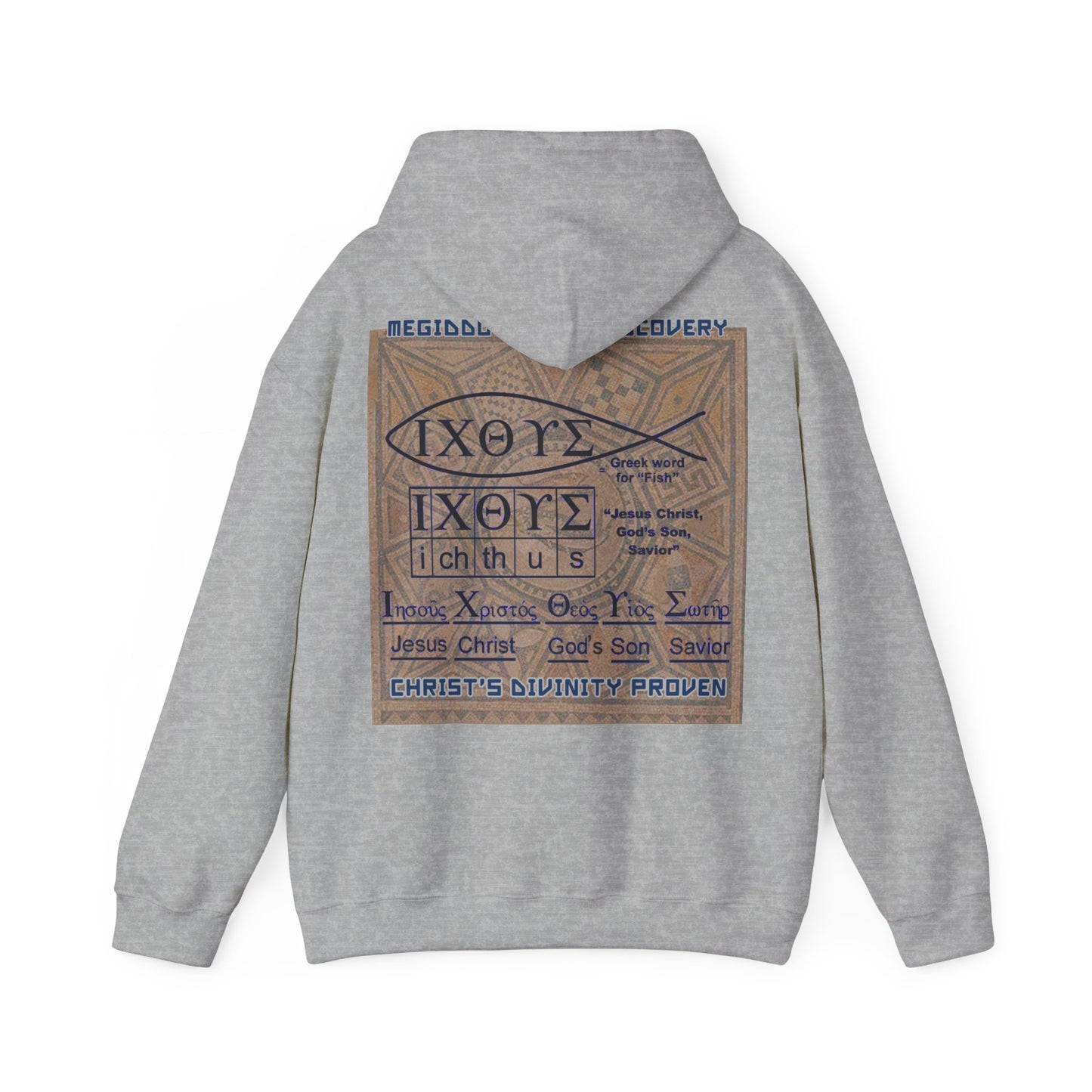 Megiddo Mosaic Souvenir Unisex Hoodie - Catholic Faith Souvenir Hoodie, Christian Vintage Hoodie, MMD.