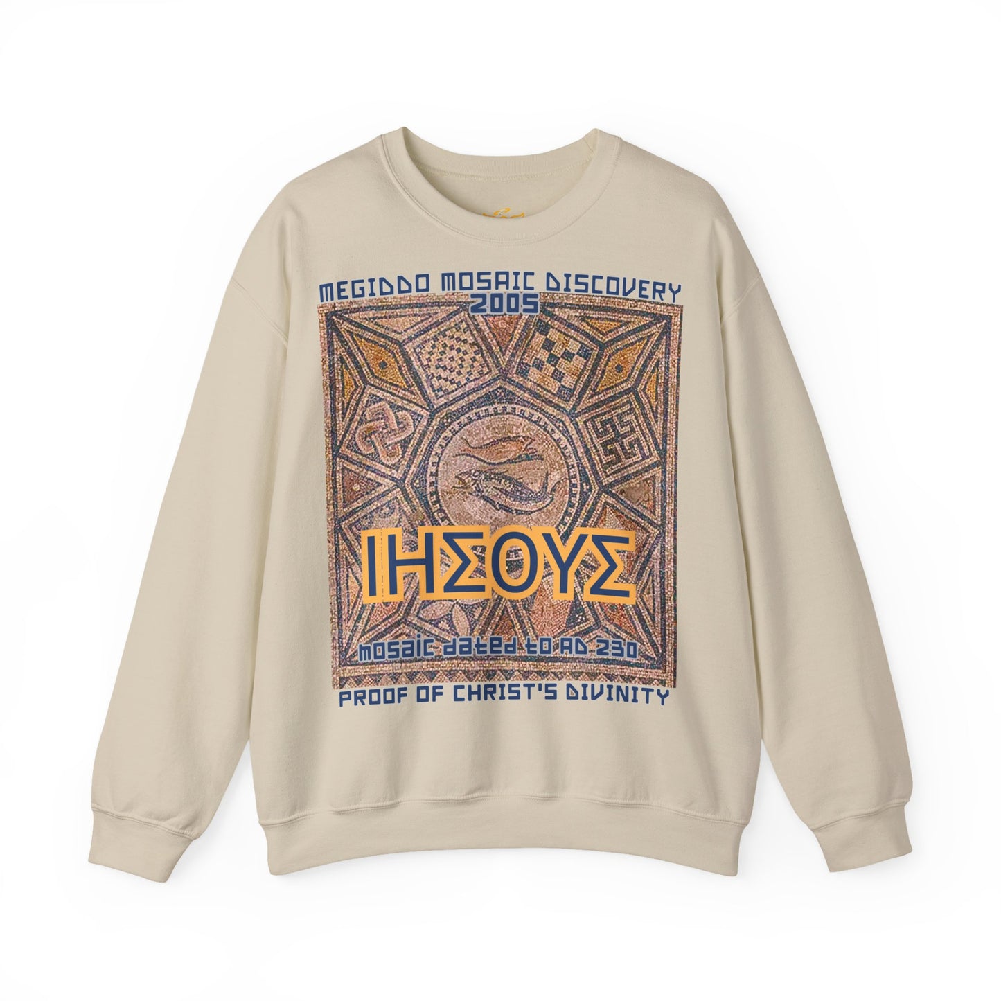 Megiddo Mosaic Unisex Sweatshirt, Catholic Faith Souvenir Sweatshirt. MMD