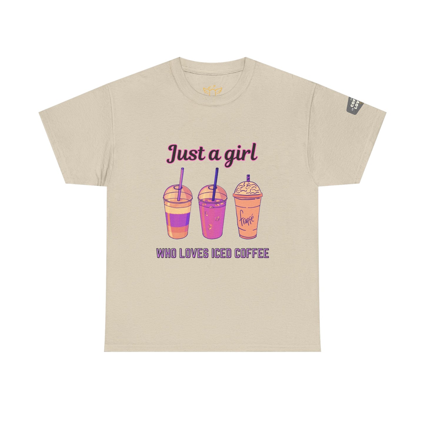 Coffee Lover Cotton Tee - Just a Girl Who Loves Iced Coffee