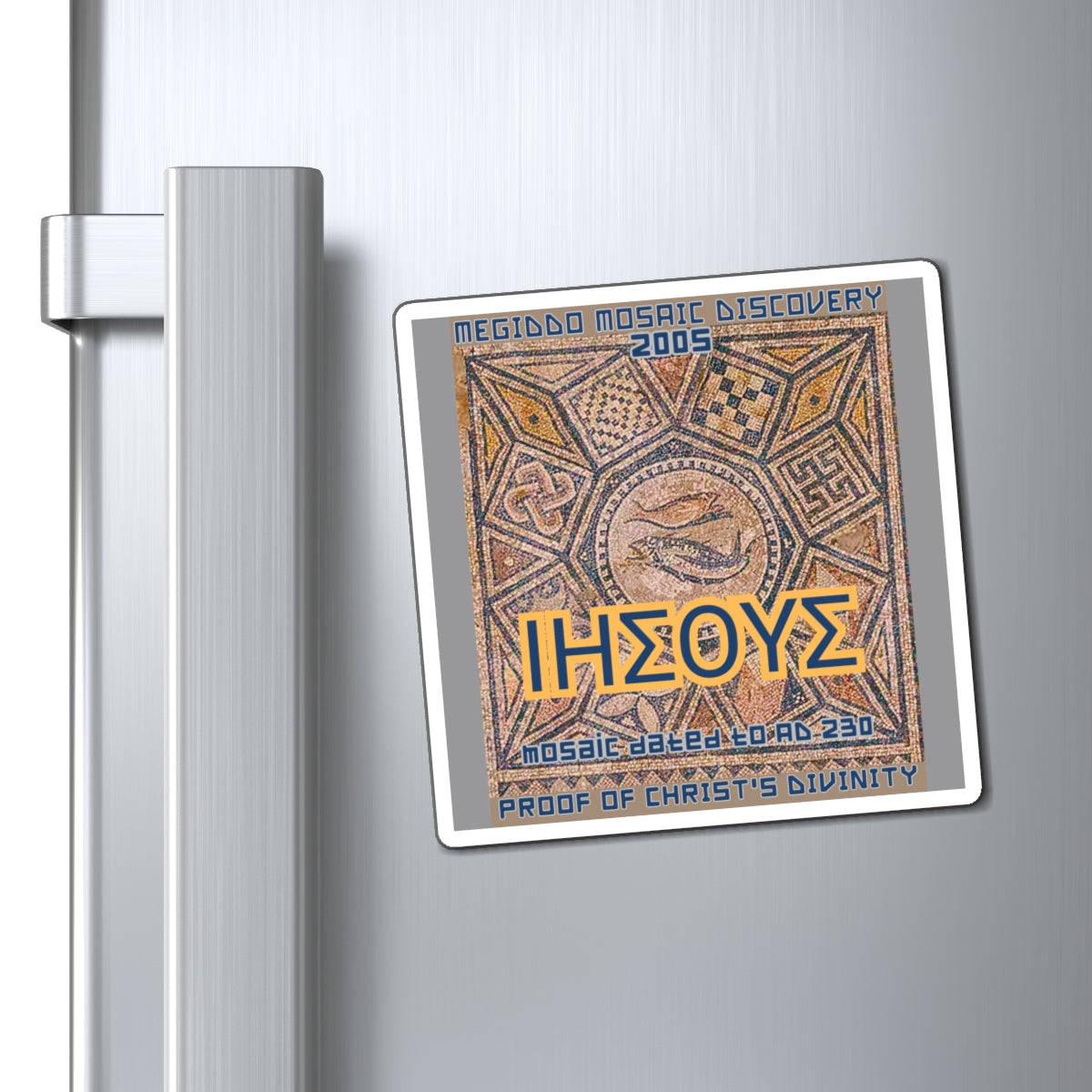Megiddo Mosaic Souvenir Magnet Pt.1, Mosaic Magnets. MMD