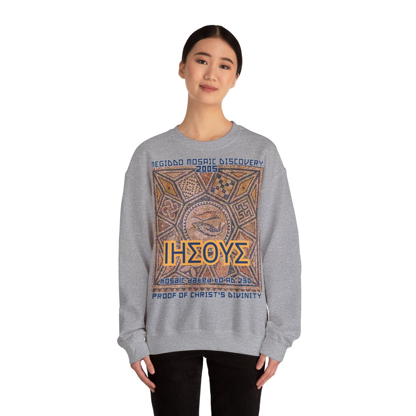 Megiddo Mosaic Unisex Sweatshirt, Catholic Faith Souvenir Sweatshirt. MMD