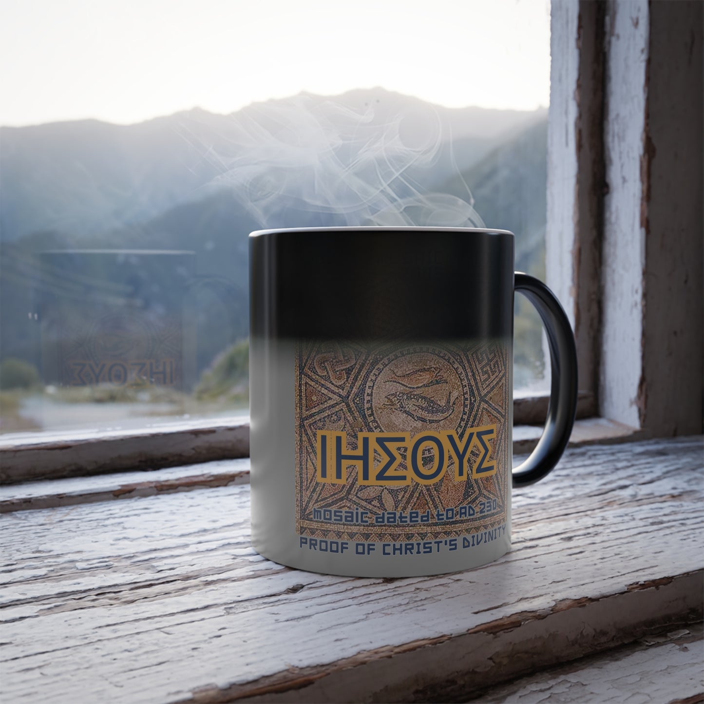 The Megiddo Mosaic Color Changing Mug, Magical Coffee Cup. MMD