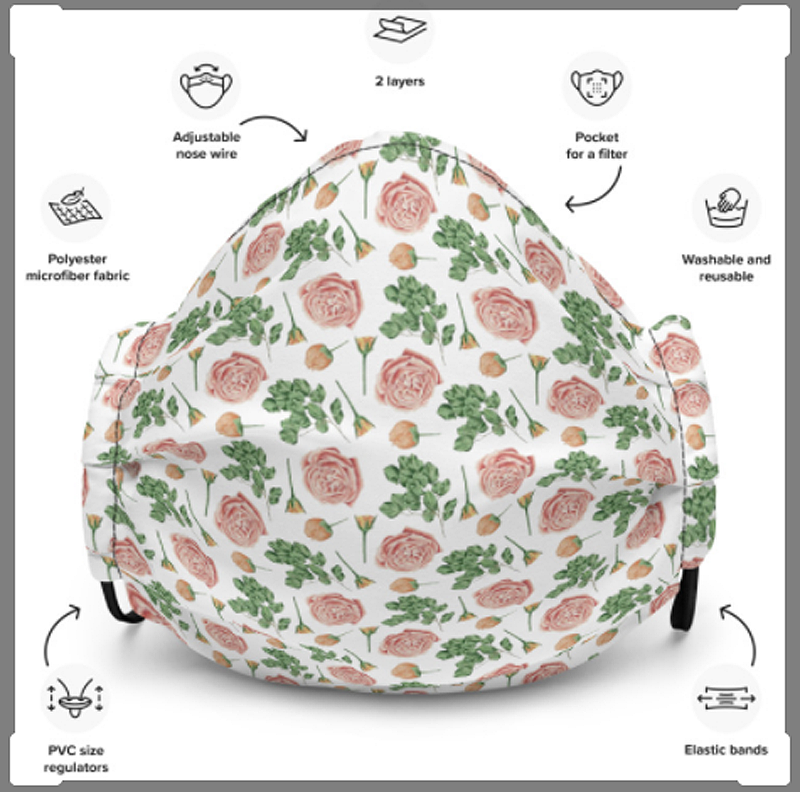 Floral Reusable Premium Face mask With Filter Pocket - Trending Novelties & Gifts